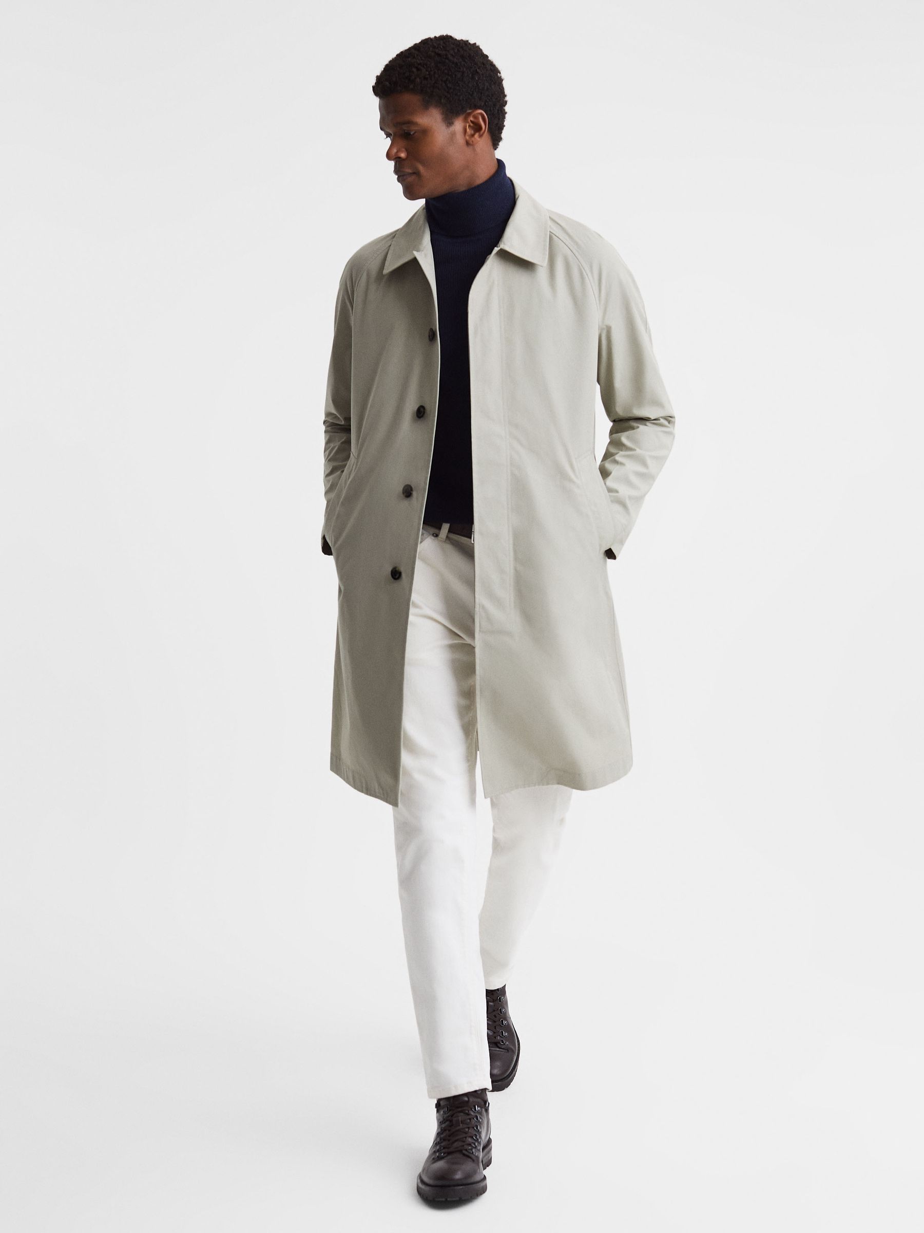 Private White Mid-Length Trench Coat in Stone