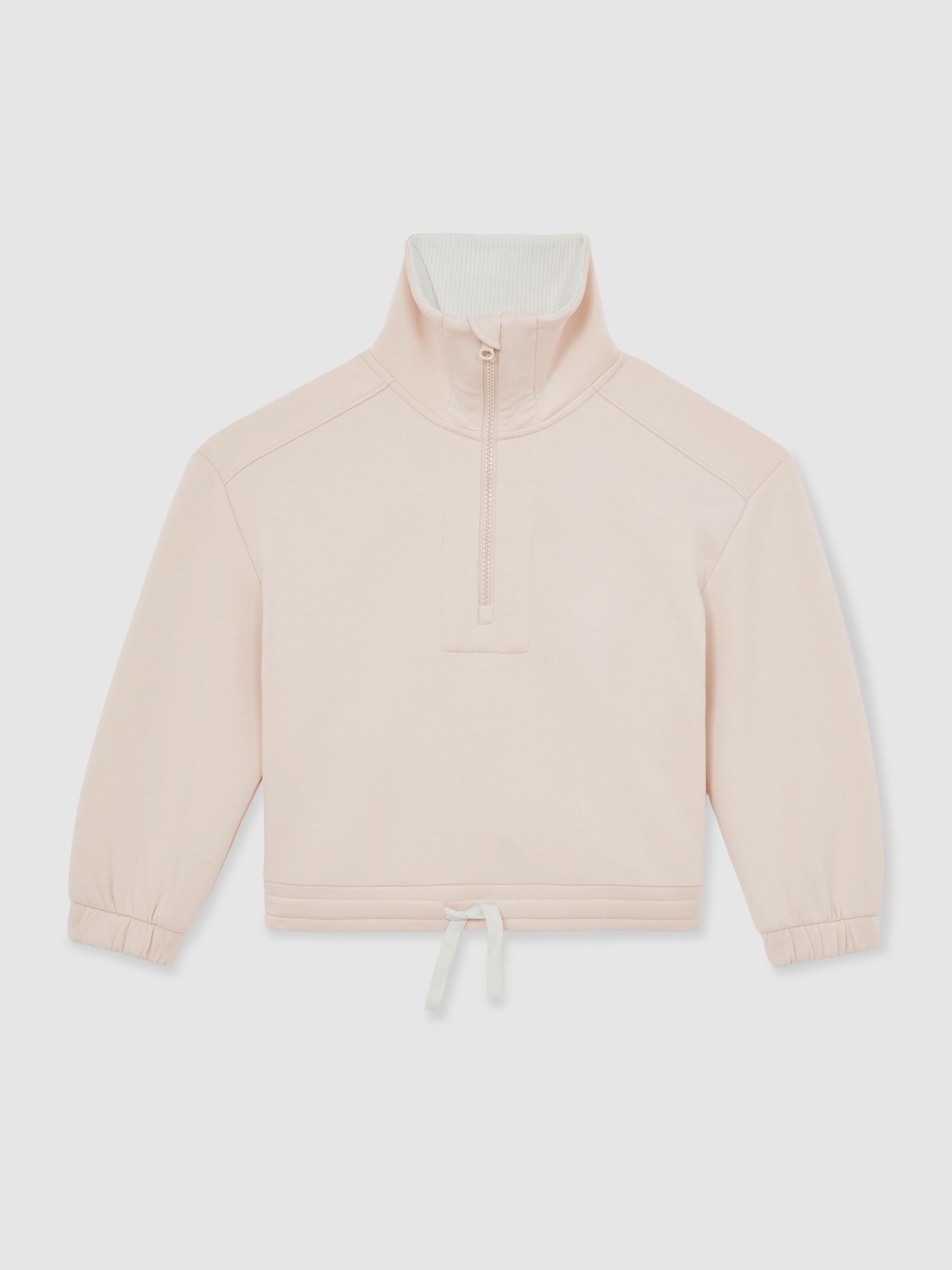 Funnel-Neck Interlock Zip Sweatshirt in Neutral
