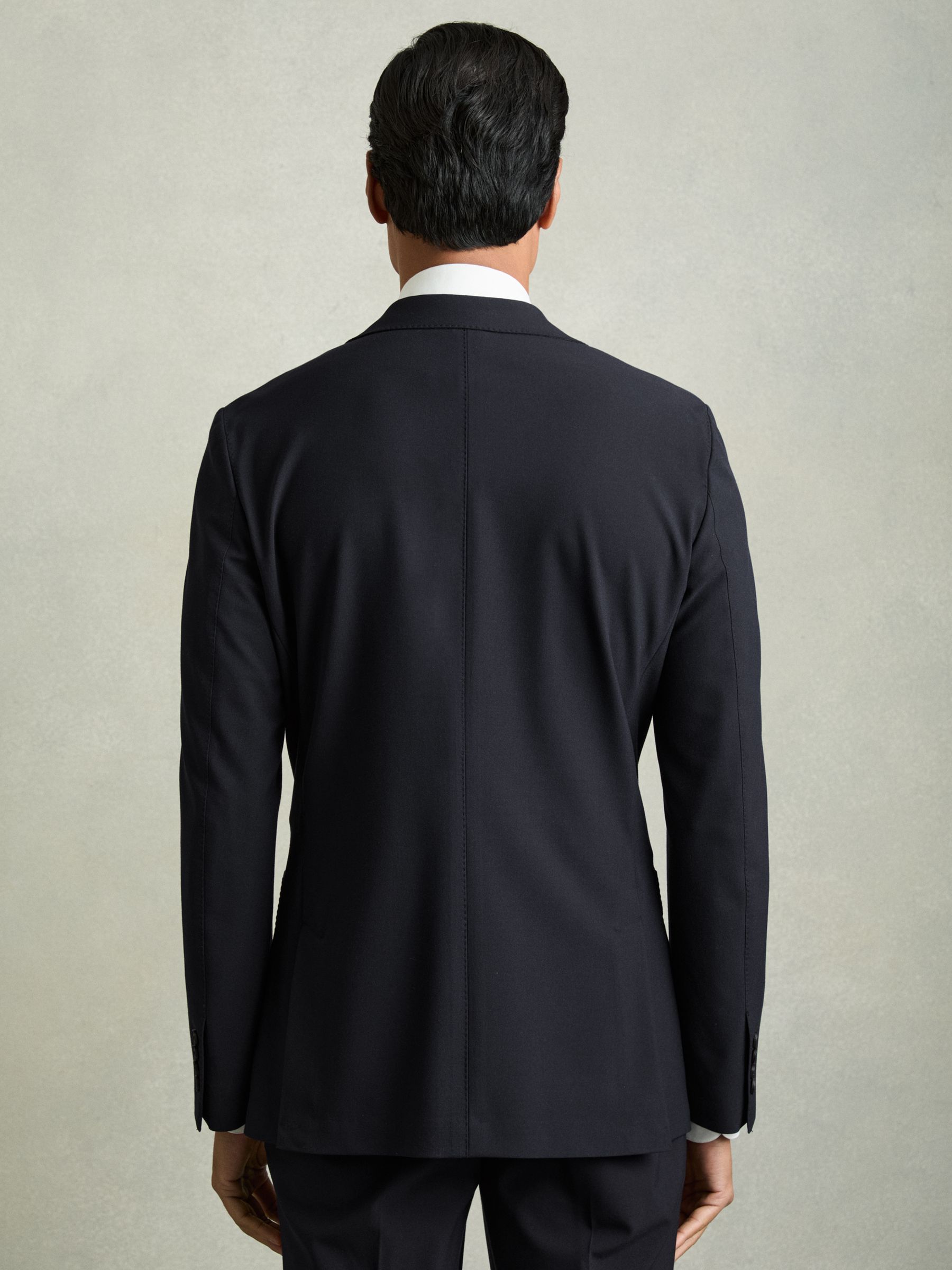 Single-Breasted Stretch Suit Blazer Slim-Fit in Navy