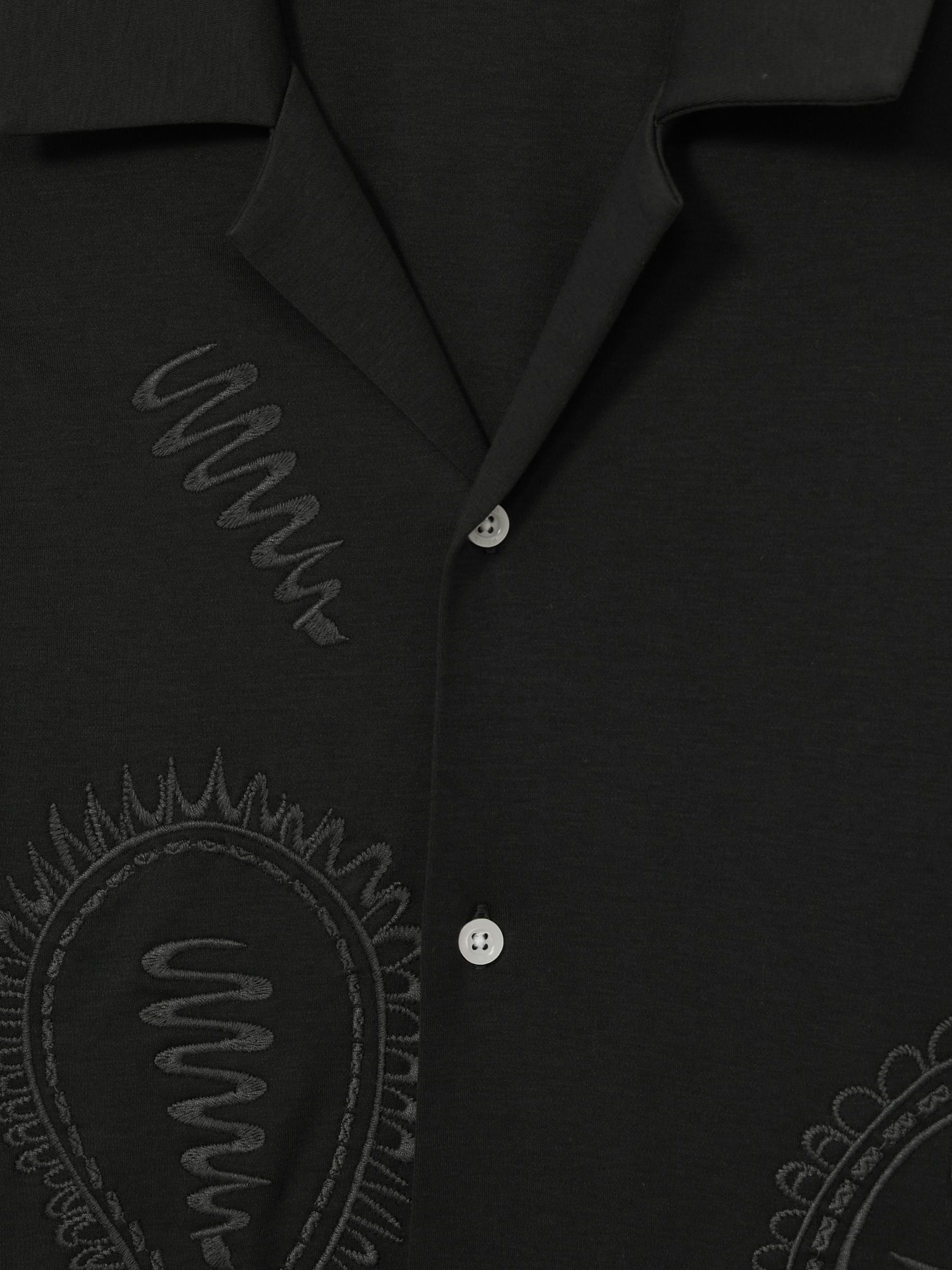 Cotton Paisley-Embroidered Shirt in Black