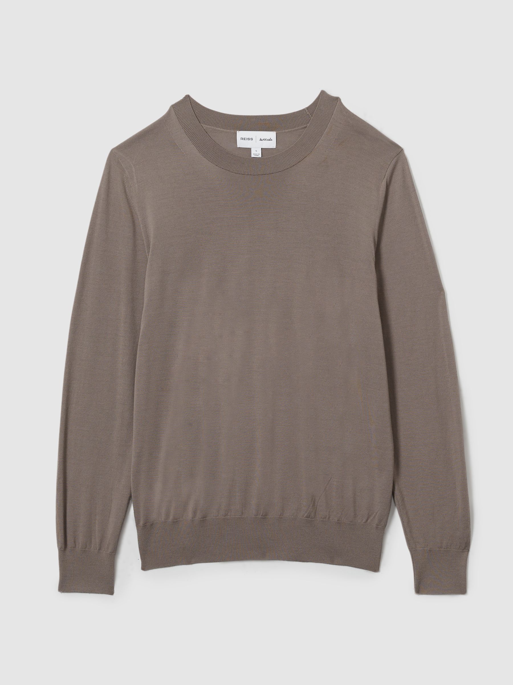 Reiss | Les 100 Ciels Noble-Wool Long-Sleeve Jumper in Dark Mink