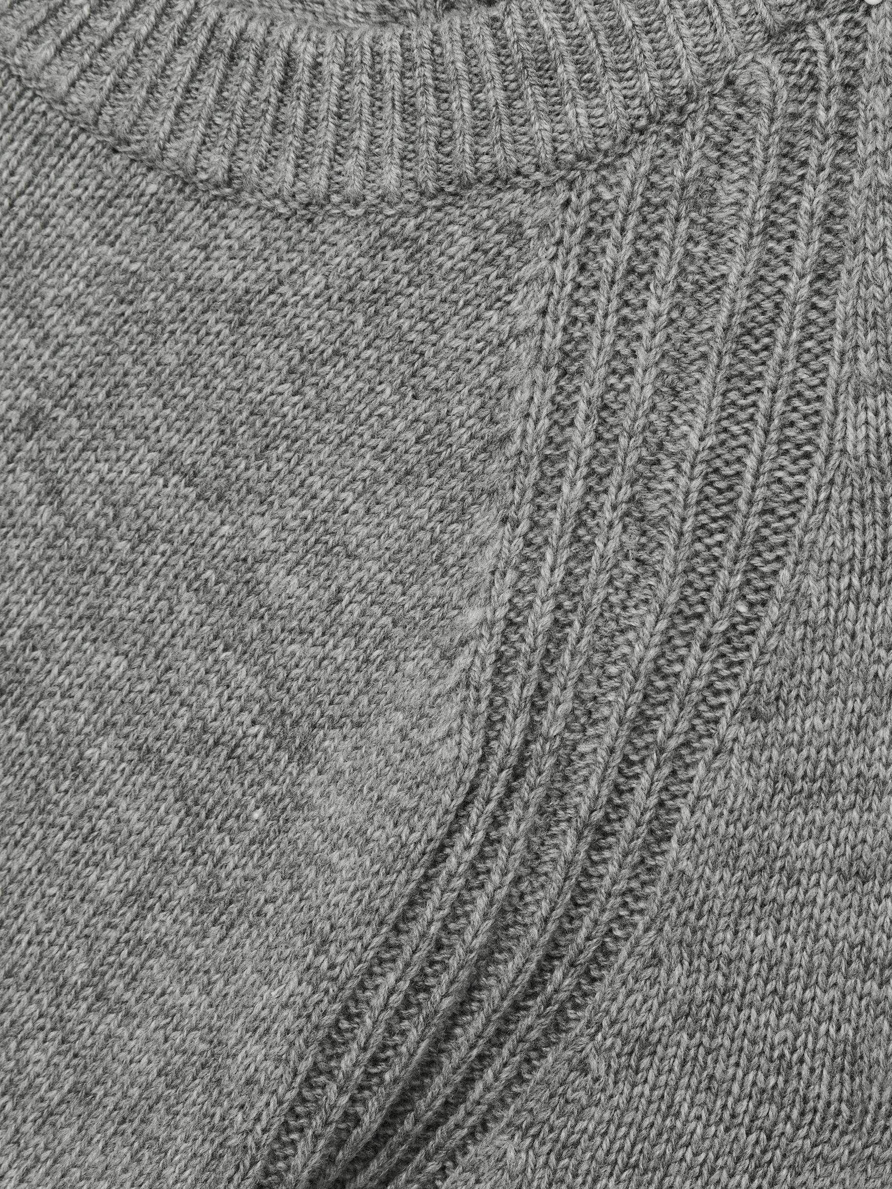Wool Blend Ridge Seam Jumper in Mid Grey Melange