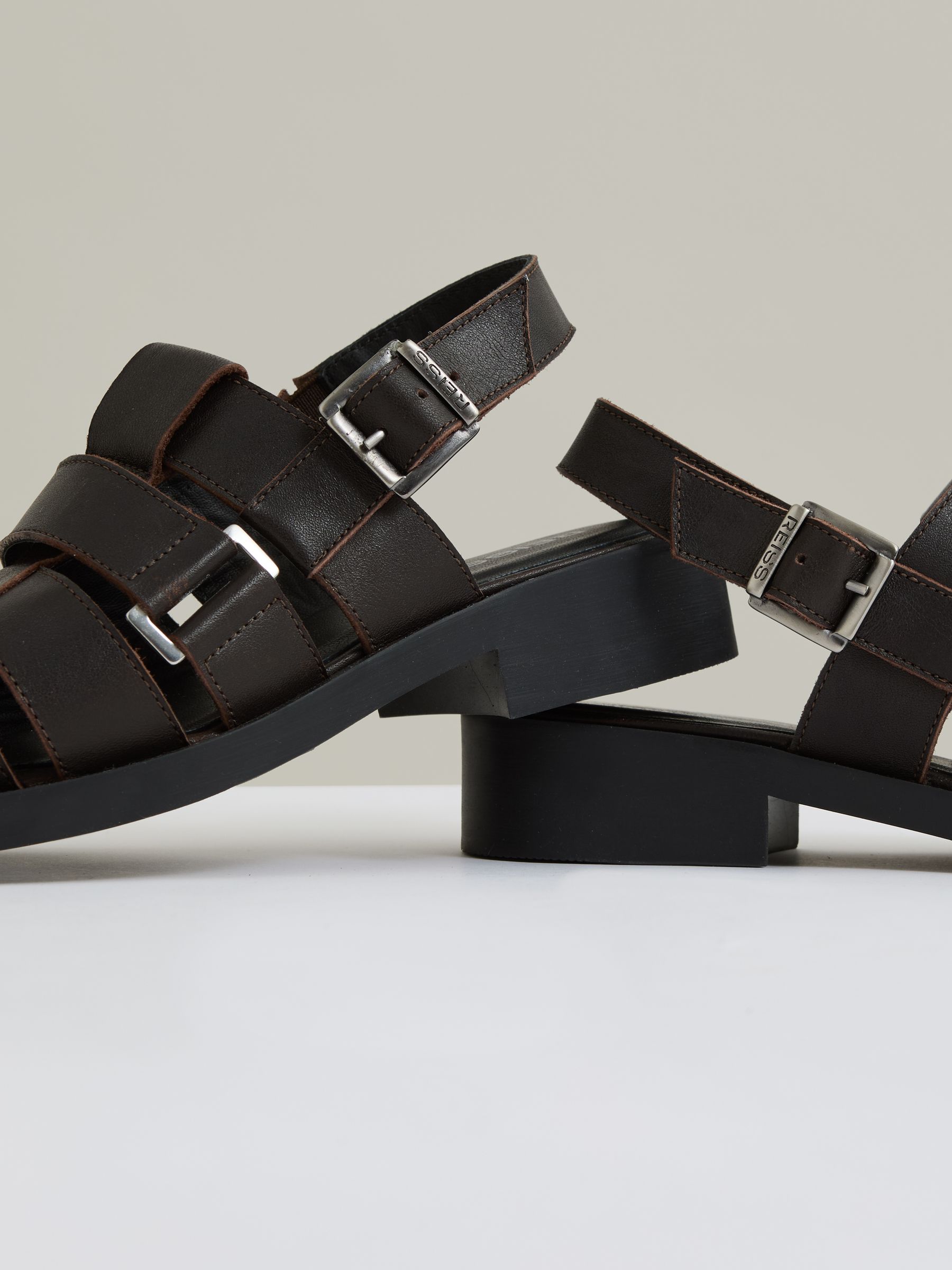 Leather Fisherman Sandals in Chocolate