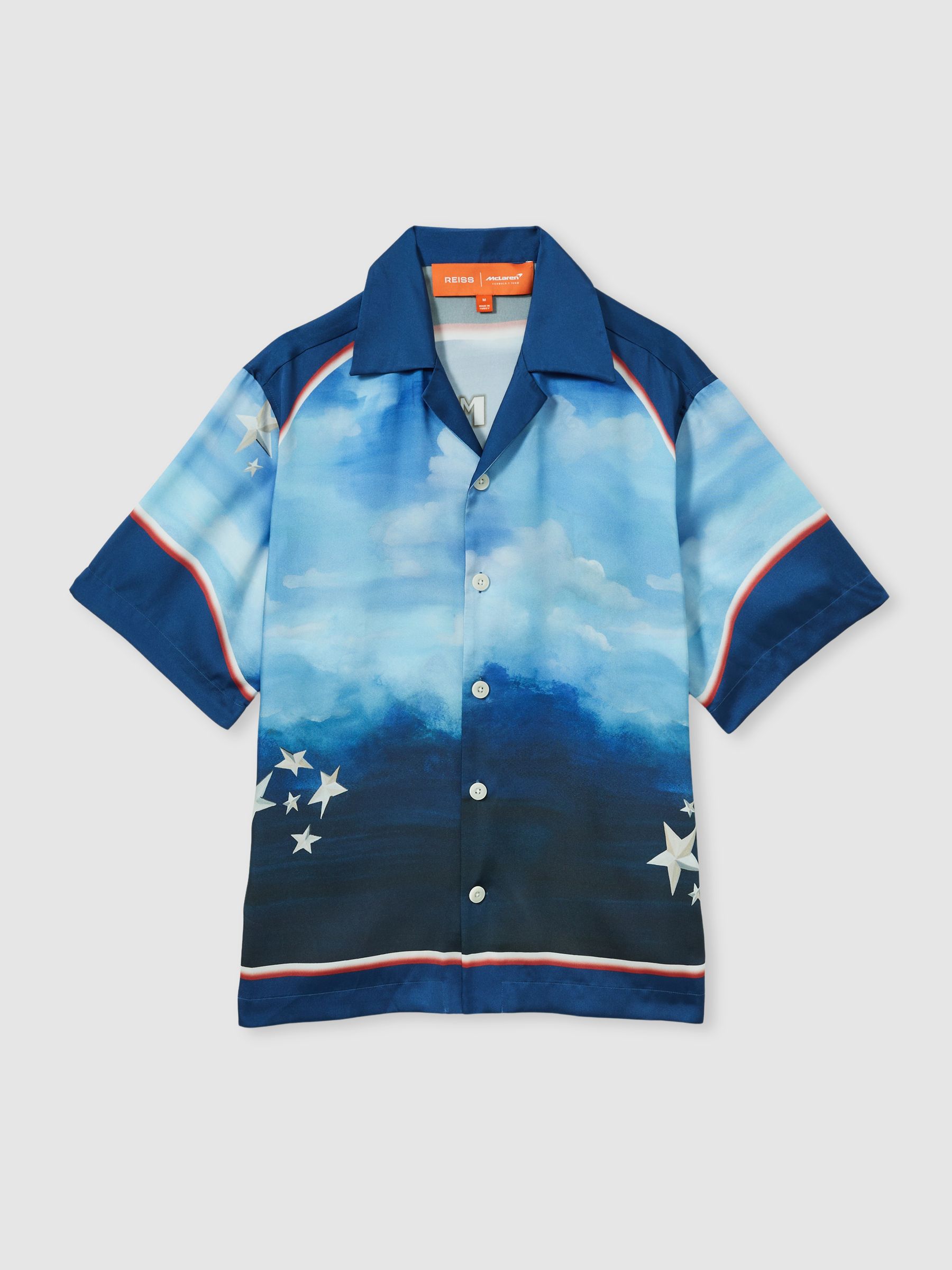 McLaren F1 Austin Exclusive Cuban-Collar Shirt in Blue Multi