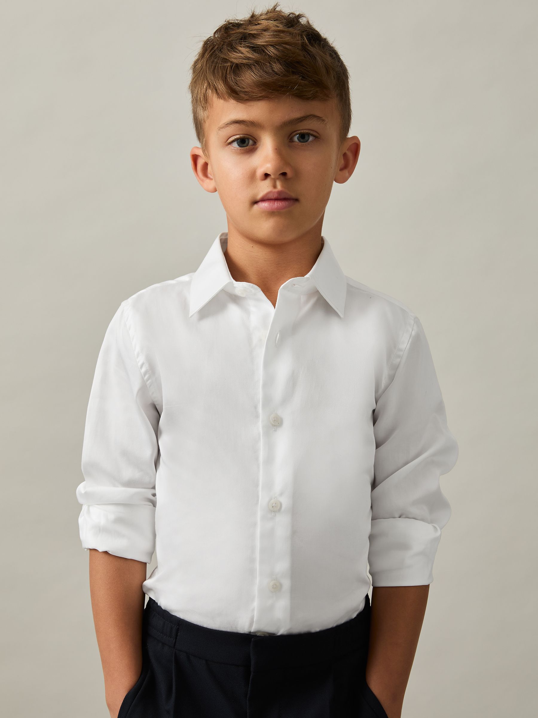 4-9 yrs Slim-Fit Cotton Shirt in White
