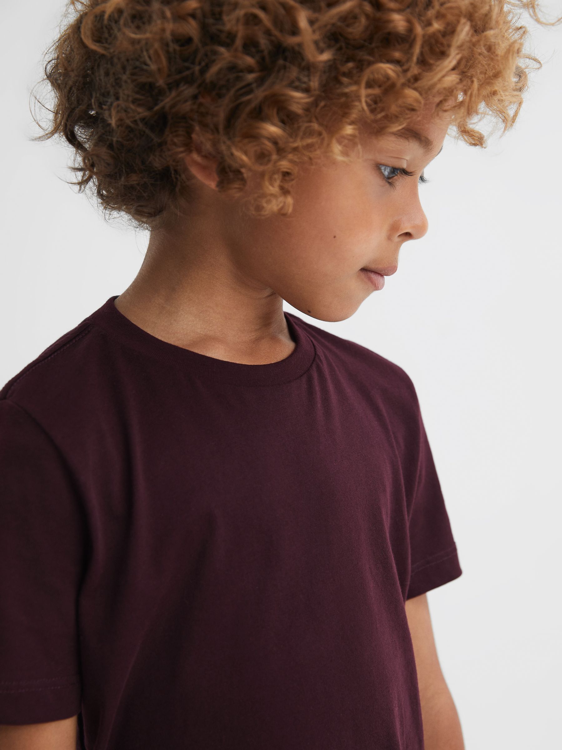 3-9 yrs Cotton-Blend Jersey Crew-Neck T-Shirt in Bordeaux