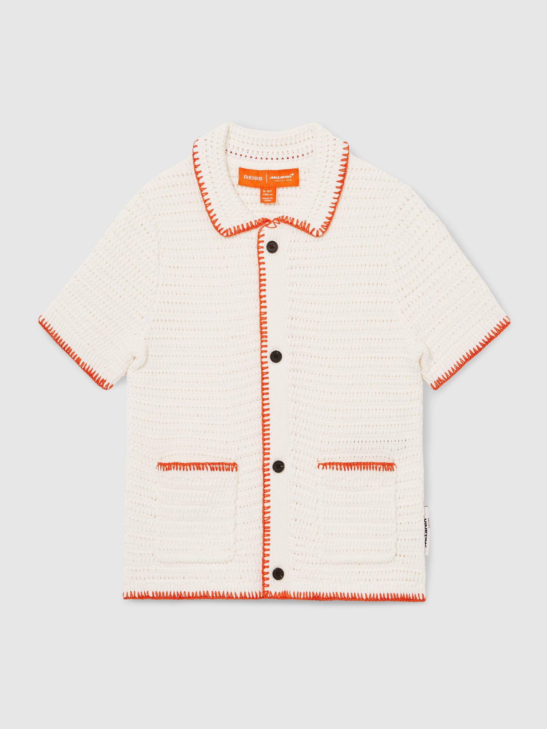 3-9 yrs McLaren F1 Team Crochet Shirt in Off White/Orange
