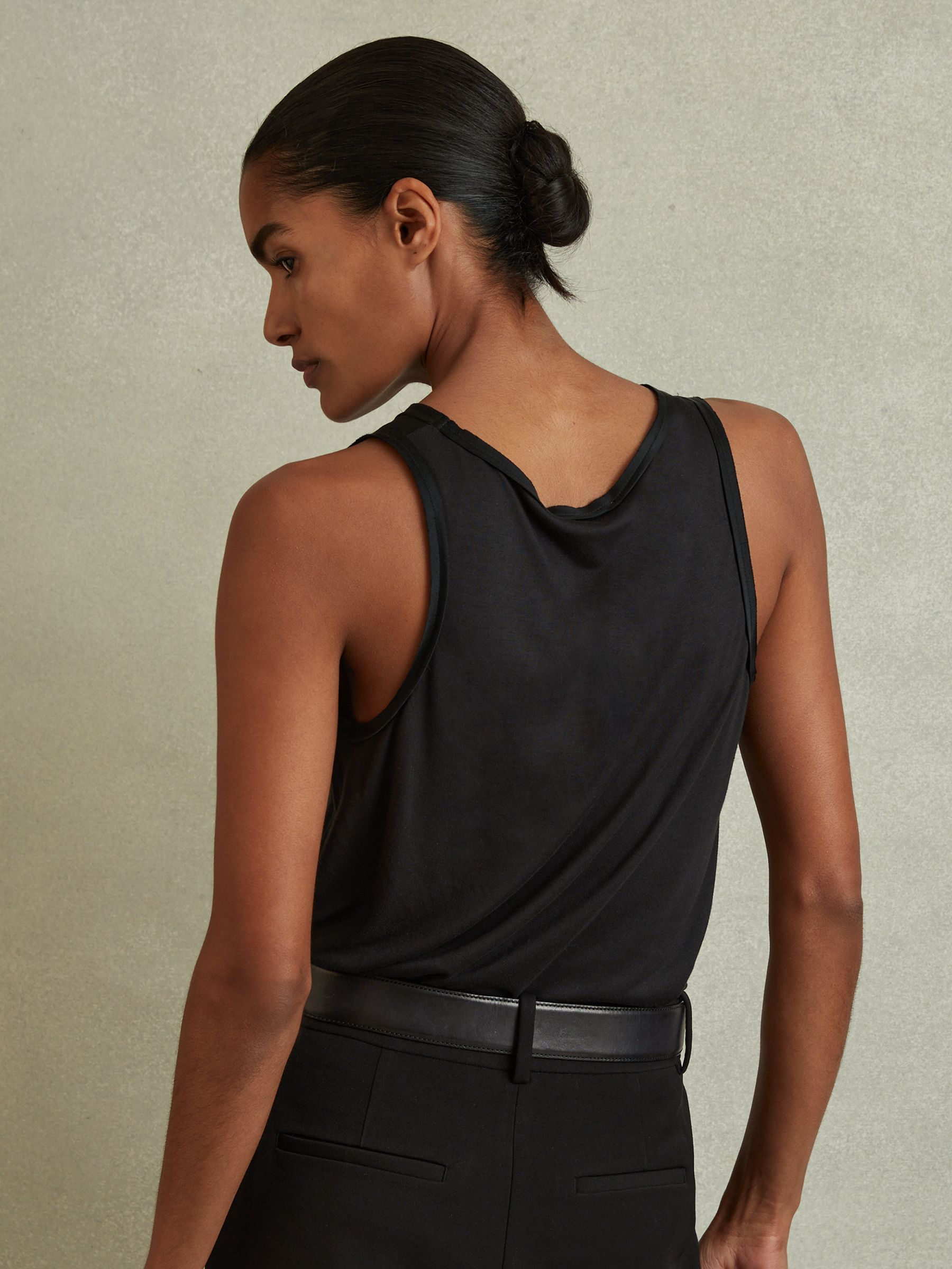 Silk Front Vest in Black