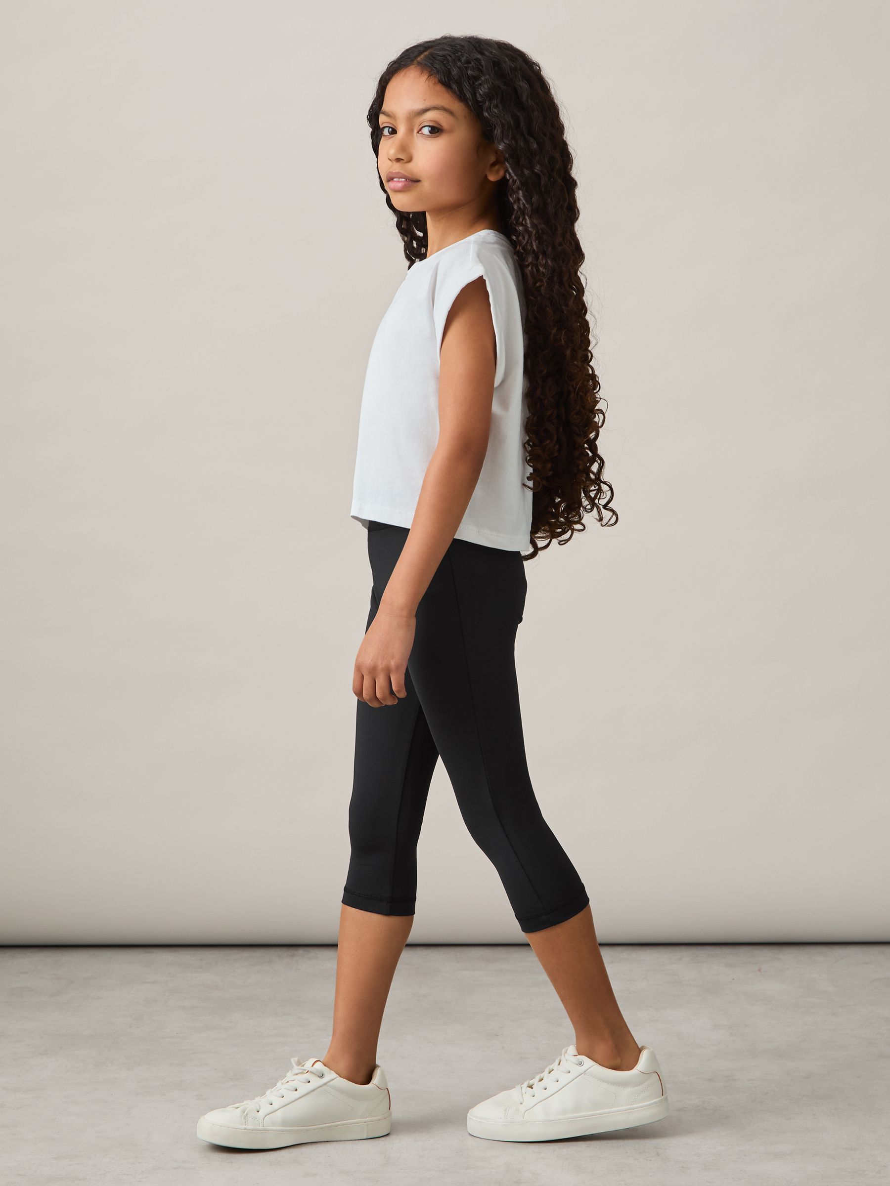 13-14 yrs Three-Quarter Length Leggings in Black