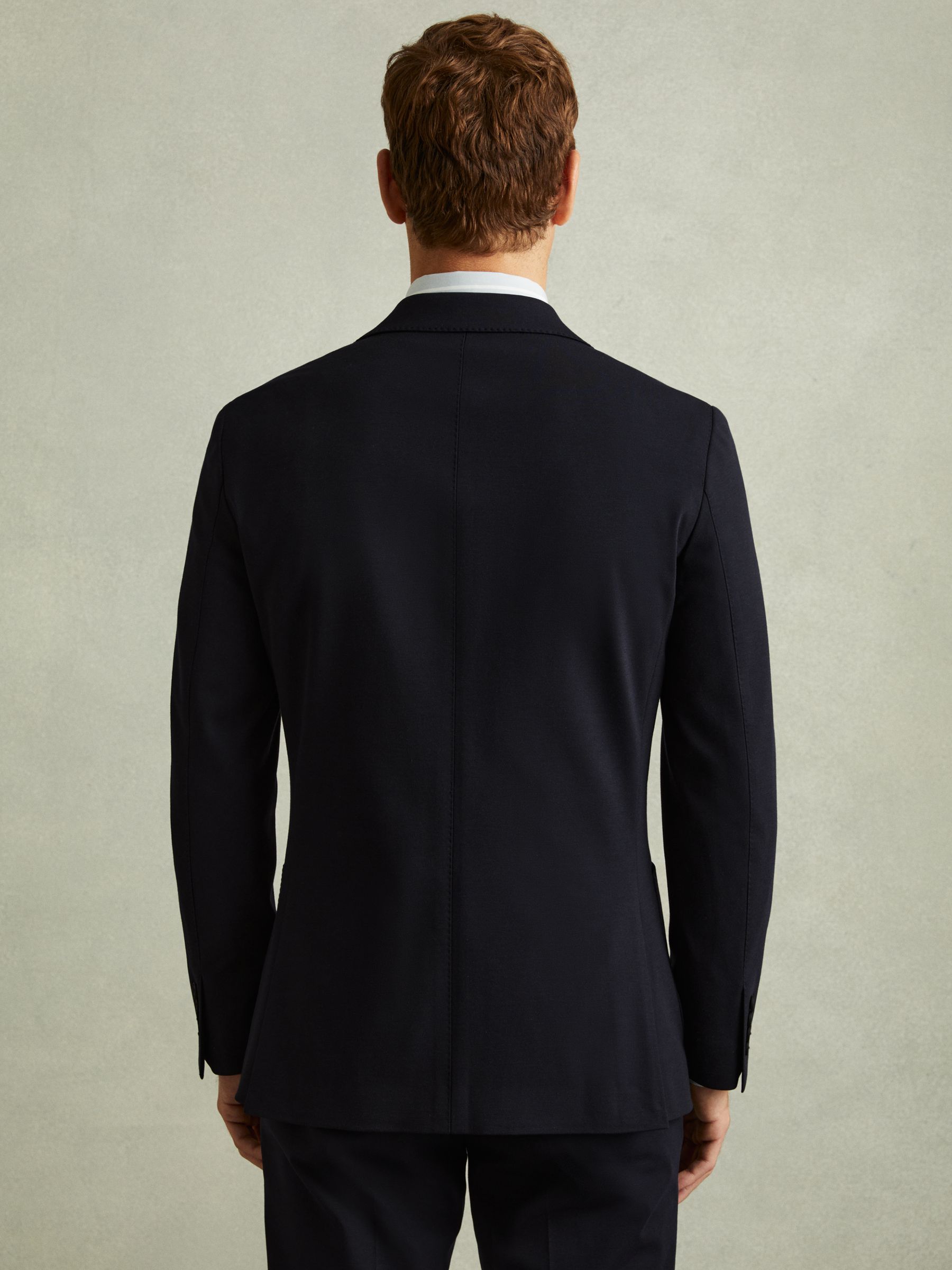 Single Breasted Jersey Suit Blazer in Navy