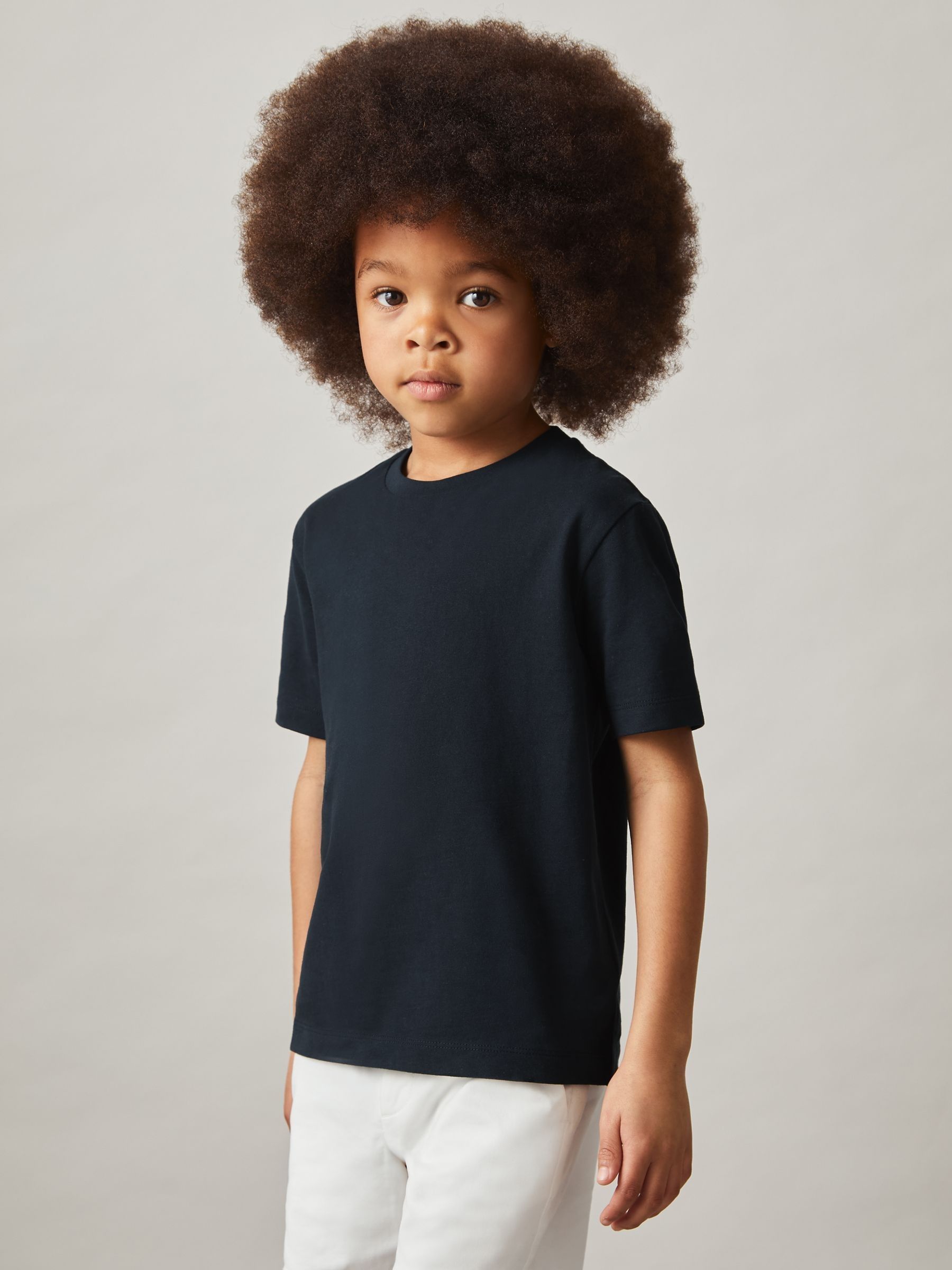 3-9 yrs Cotton Crew-Neck T-Shirt in Navy