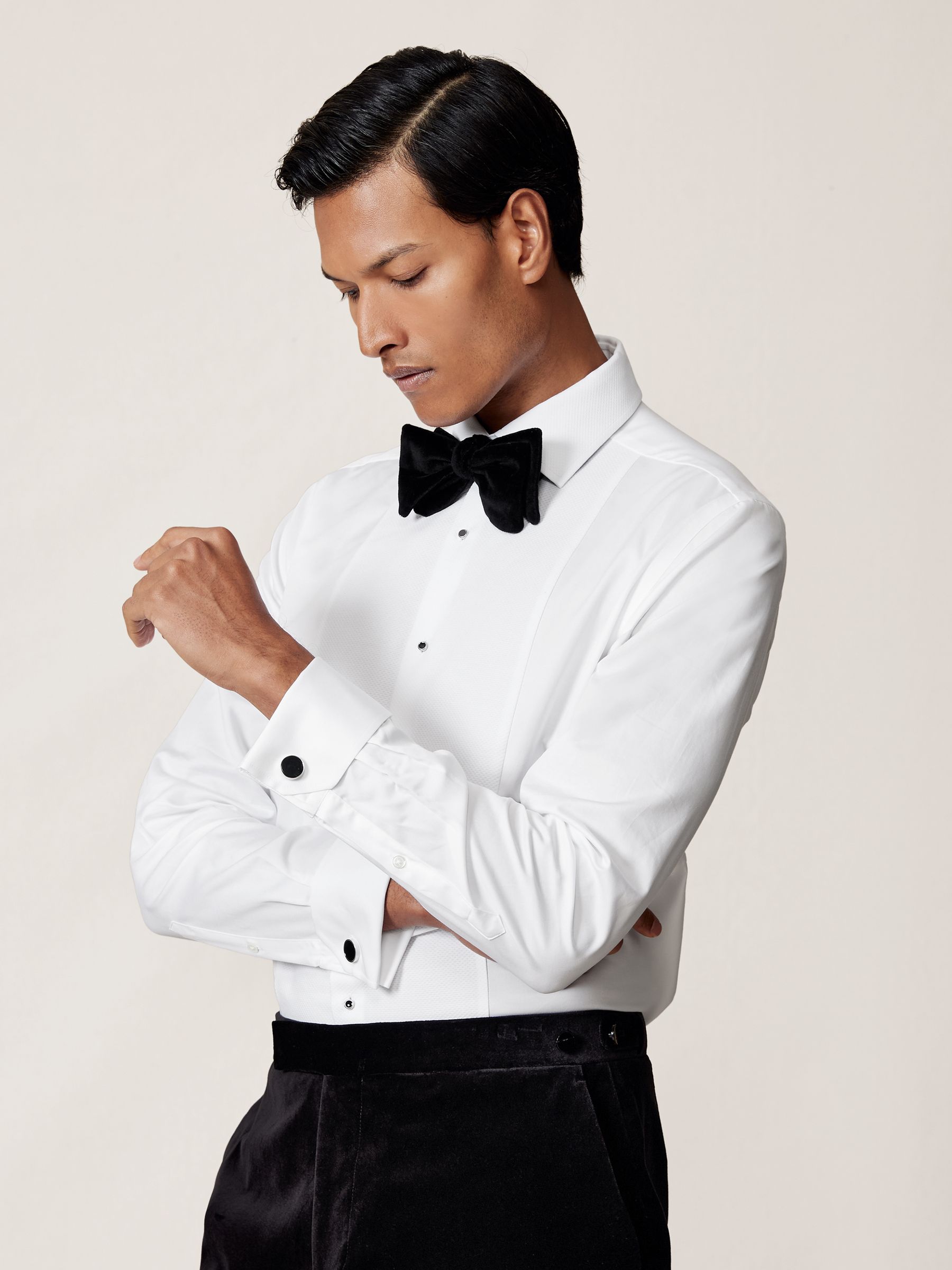 Regular Fit Cotton Double-Cuff Dinner Shirt Regular-Fit in White