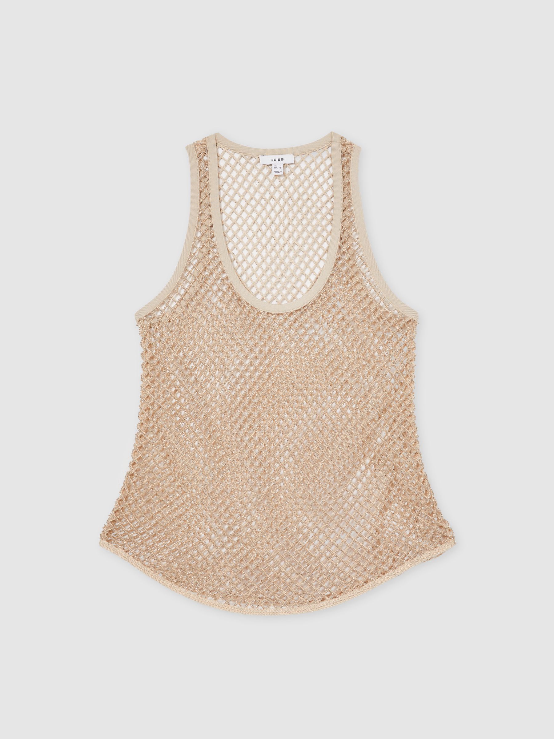 Mesh Knit Beaded Vest in Neutral