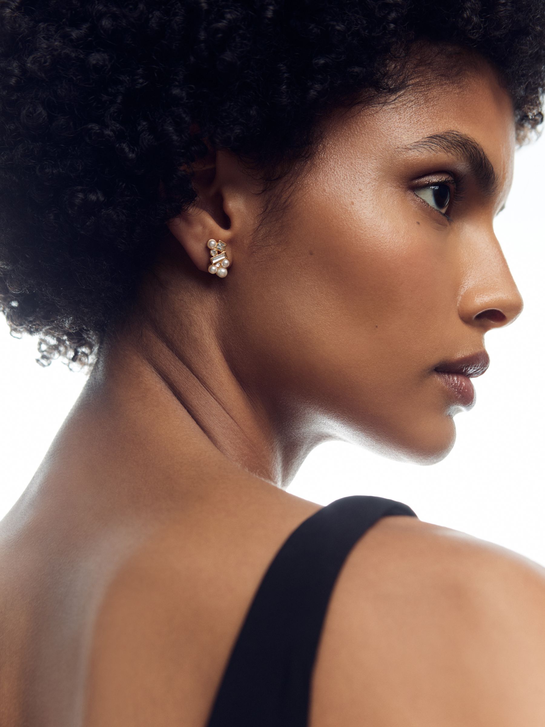 Tone Faux-Pearl and Crystal Stud Earrings in Gold