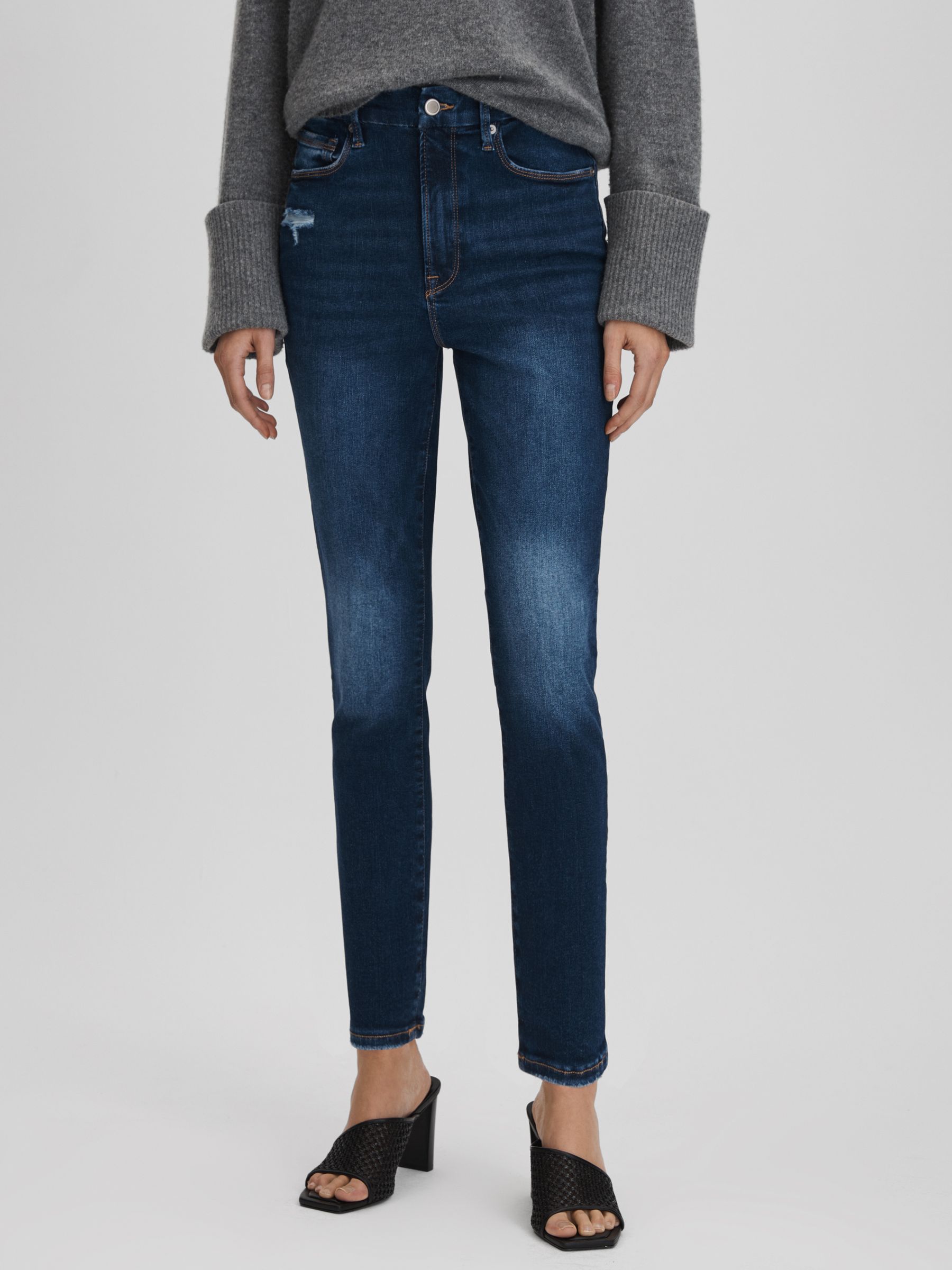 Good American Always Fits Cropped Skinny Jeans in Indigo