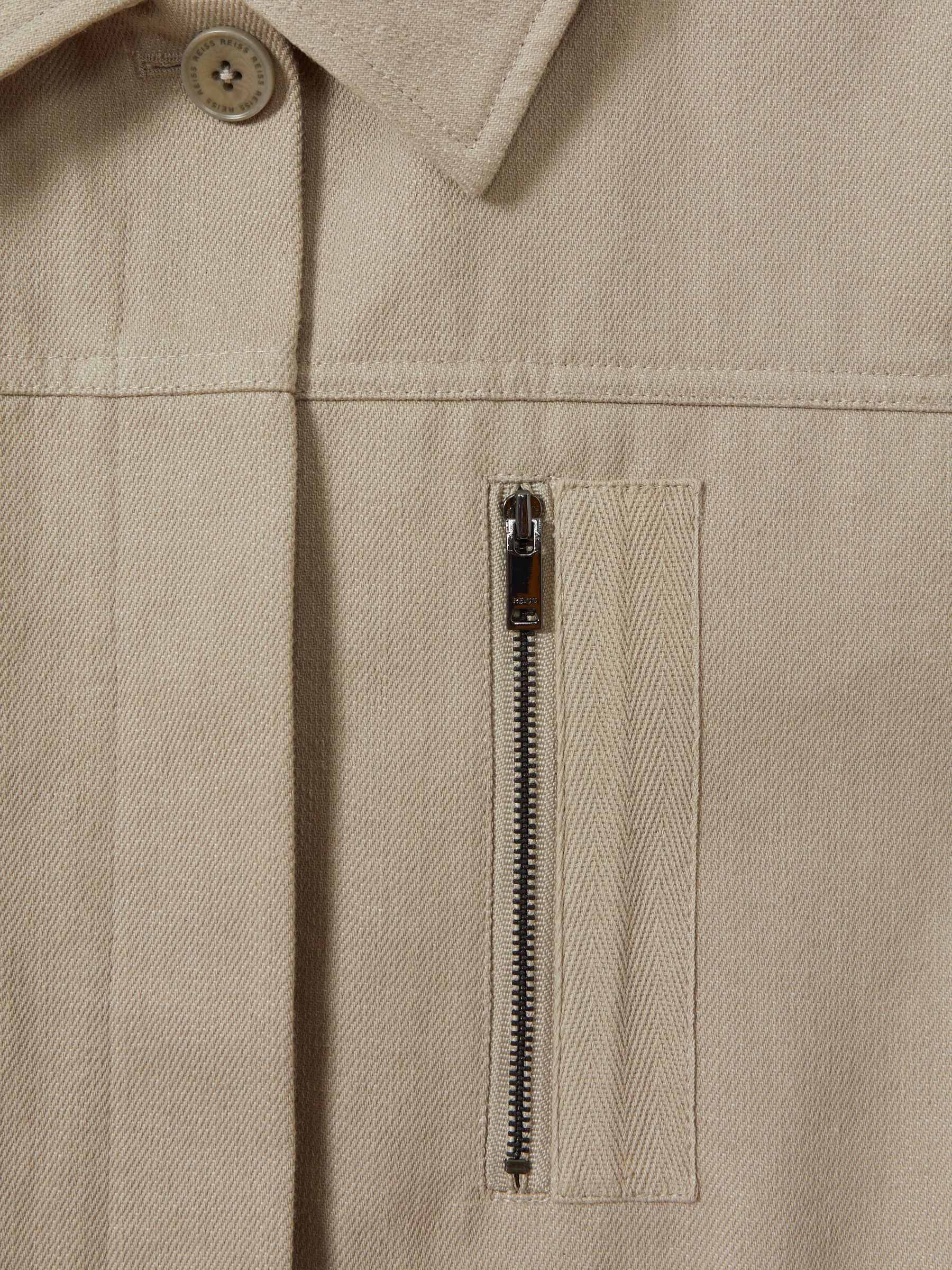 Cotton Canvas Drawstring Waist Overshirt in Neutral