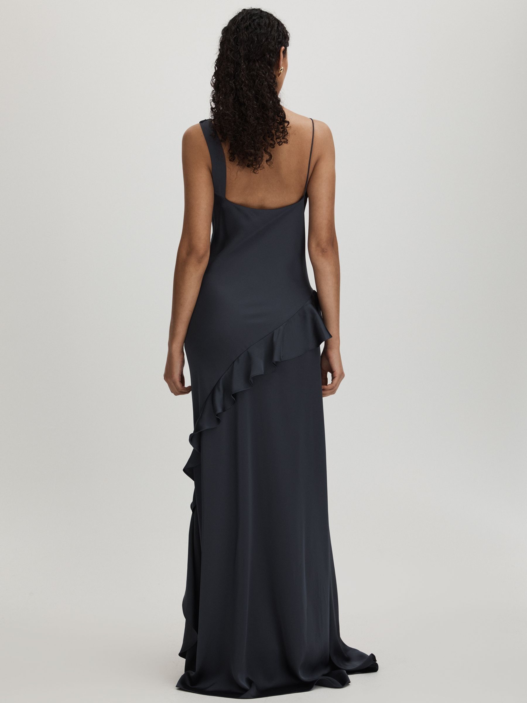 Amur Charmeuse Cowl Neck Maxi Dress in Dark Grey