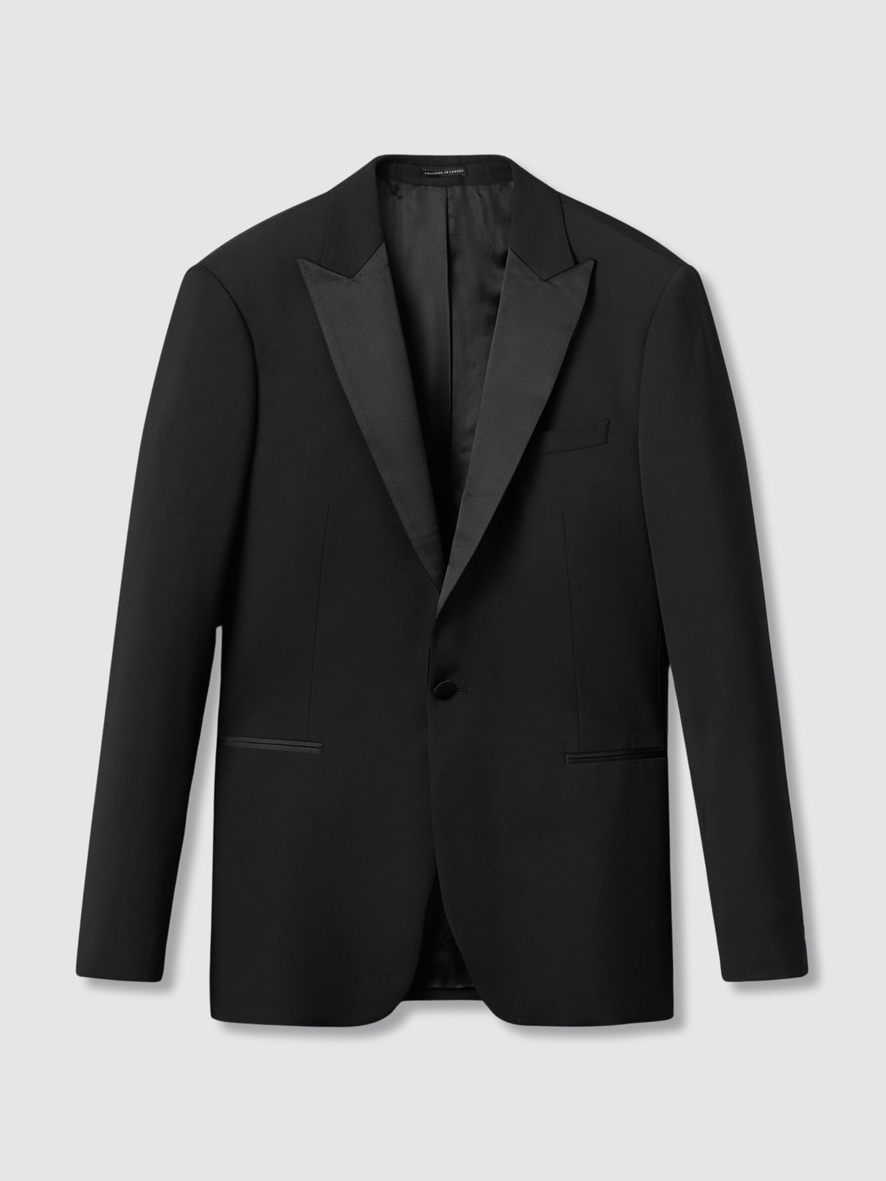 Regular Fit Single Breasted Tuxedo Jacket in Black