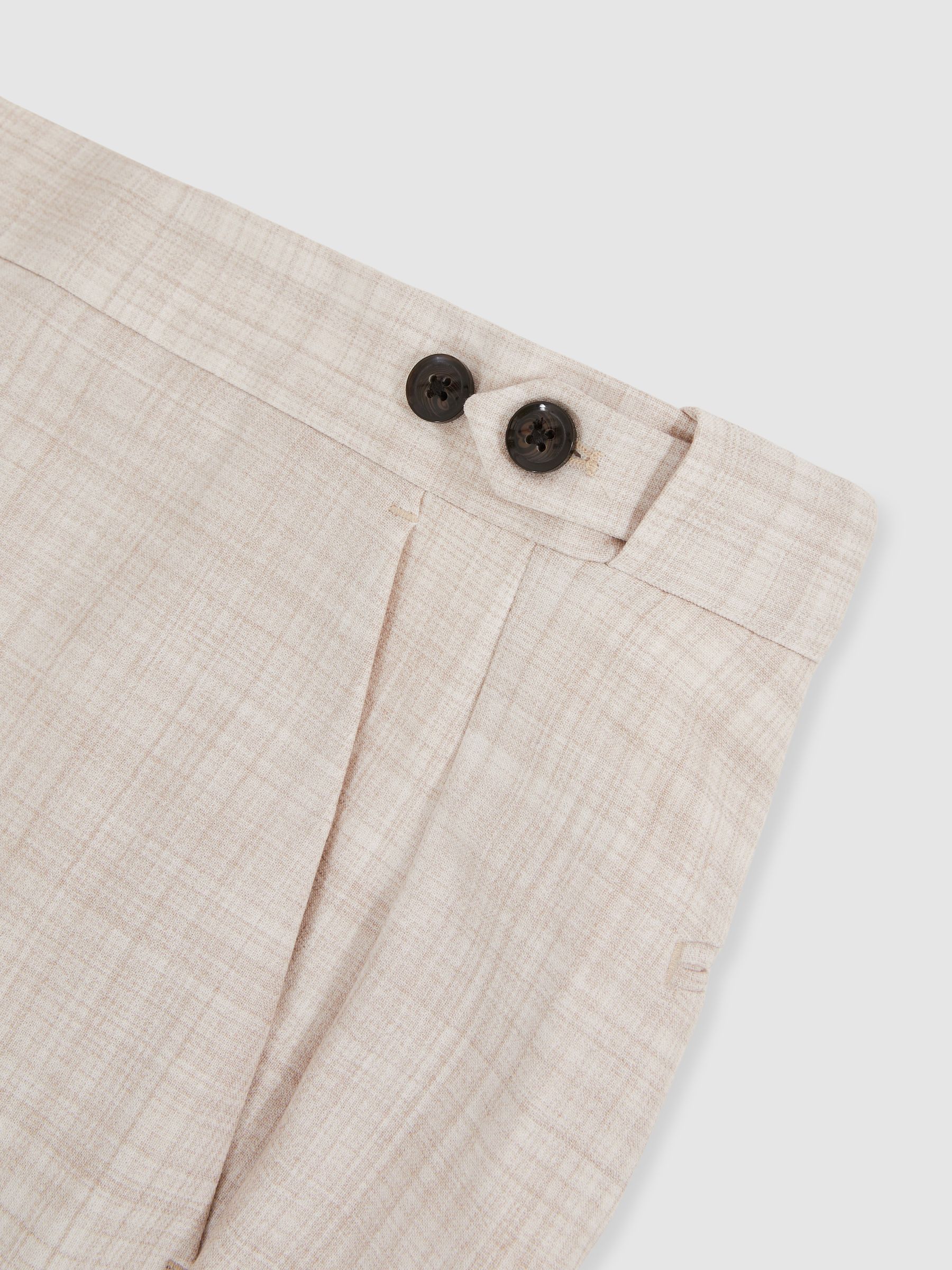 Check Regular-Fit Suit Trousers in Stone