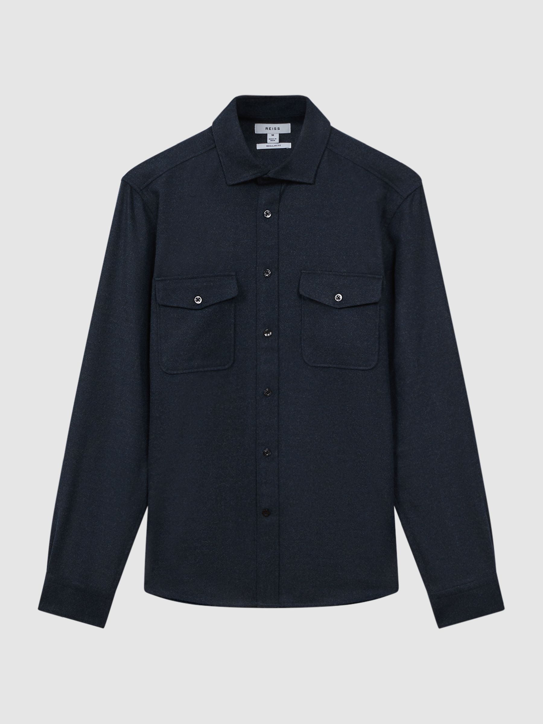 Button-Through Twin Pocket Overshirt in Navy