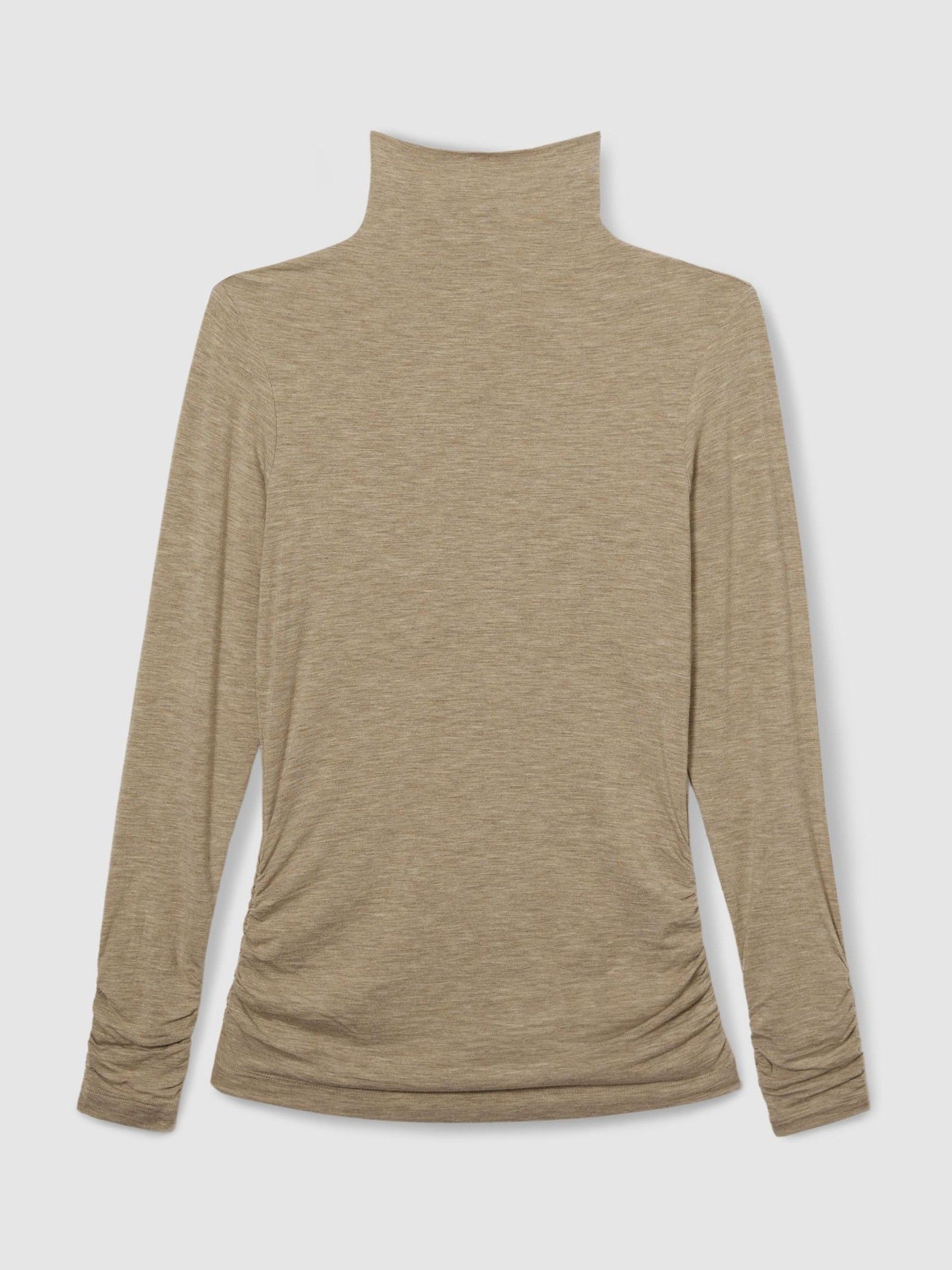 Ruched Jersey Top with Wool in Neutral