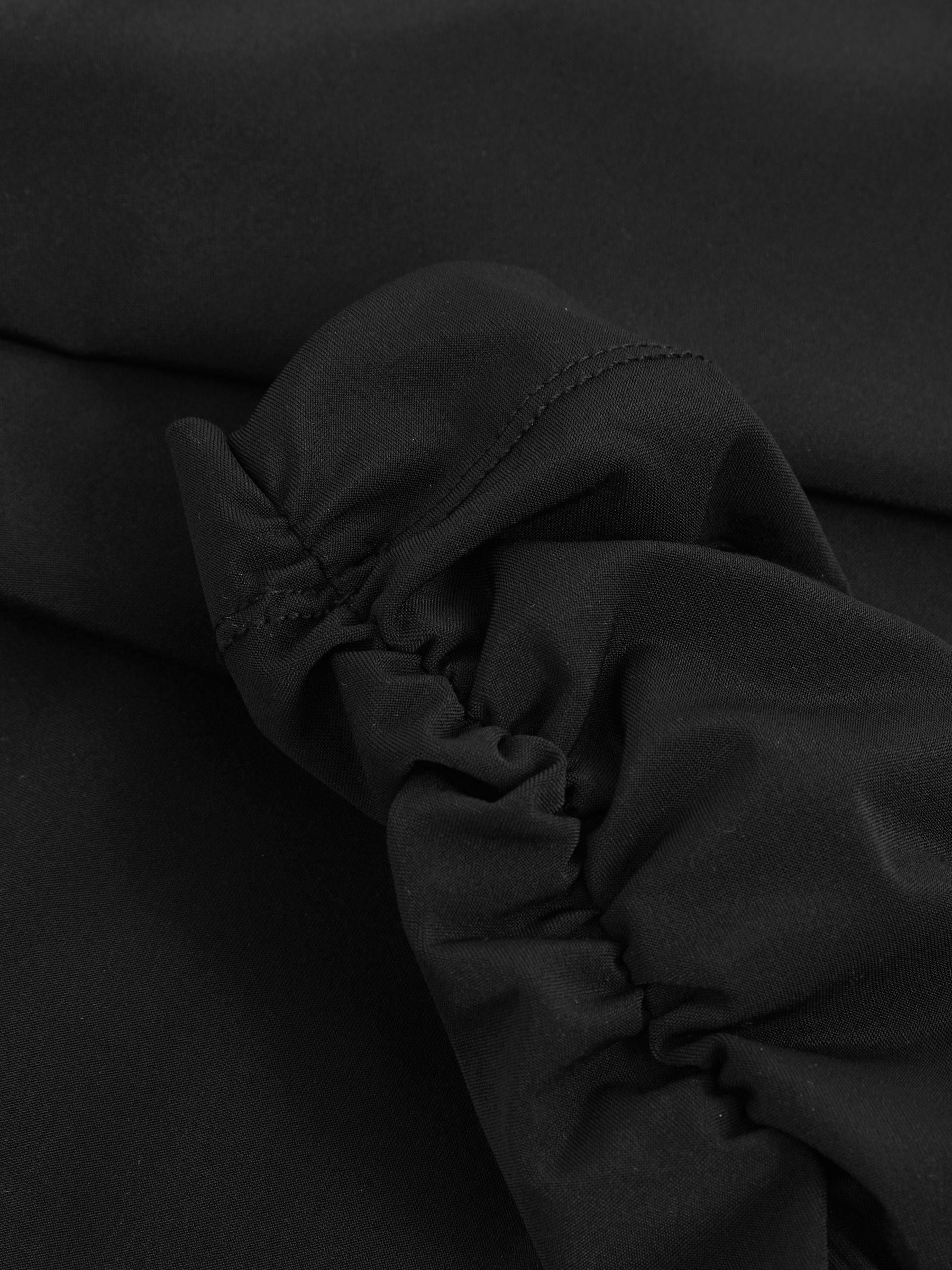 Jersey-Stretch Ruched Cropped Top in Black