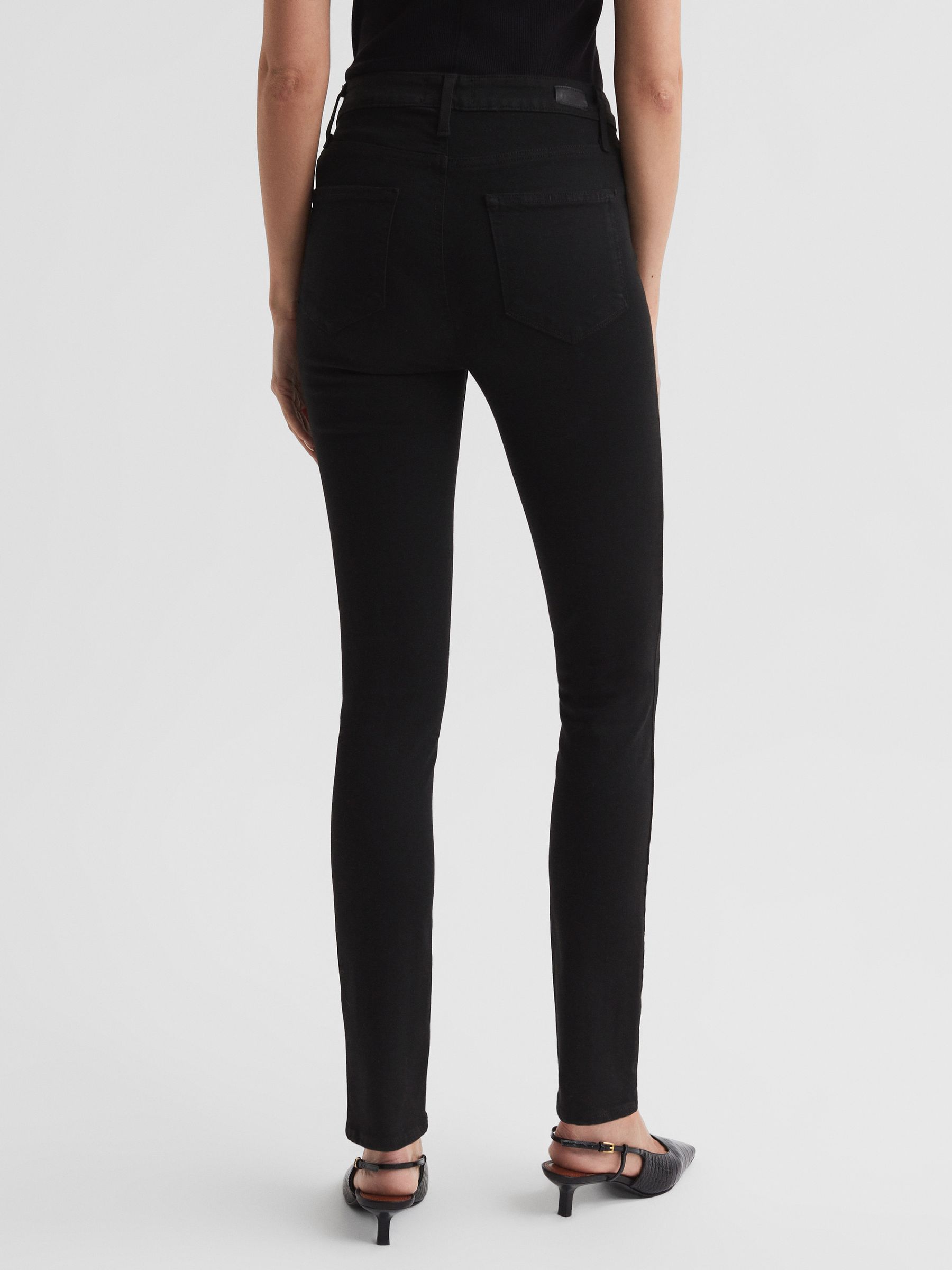 Paige Skinny High Rise Jeans in Black Shadow