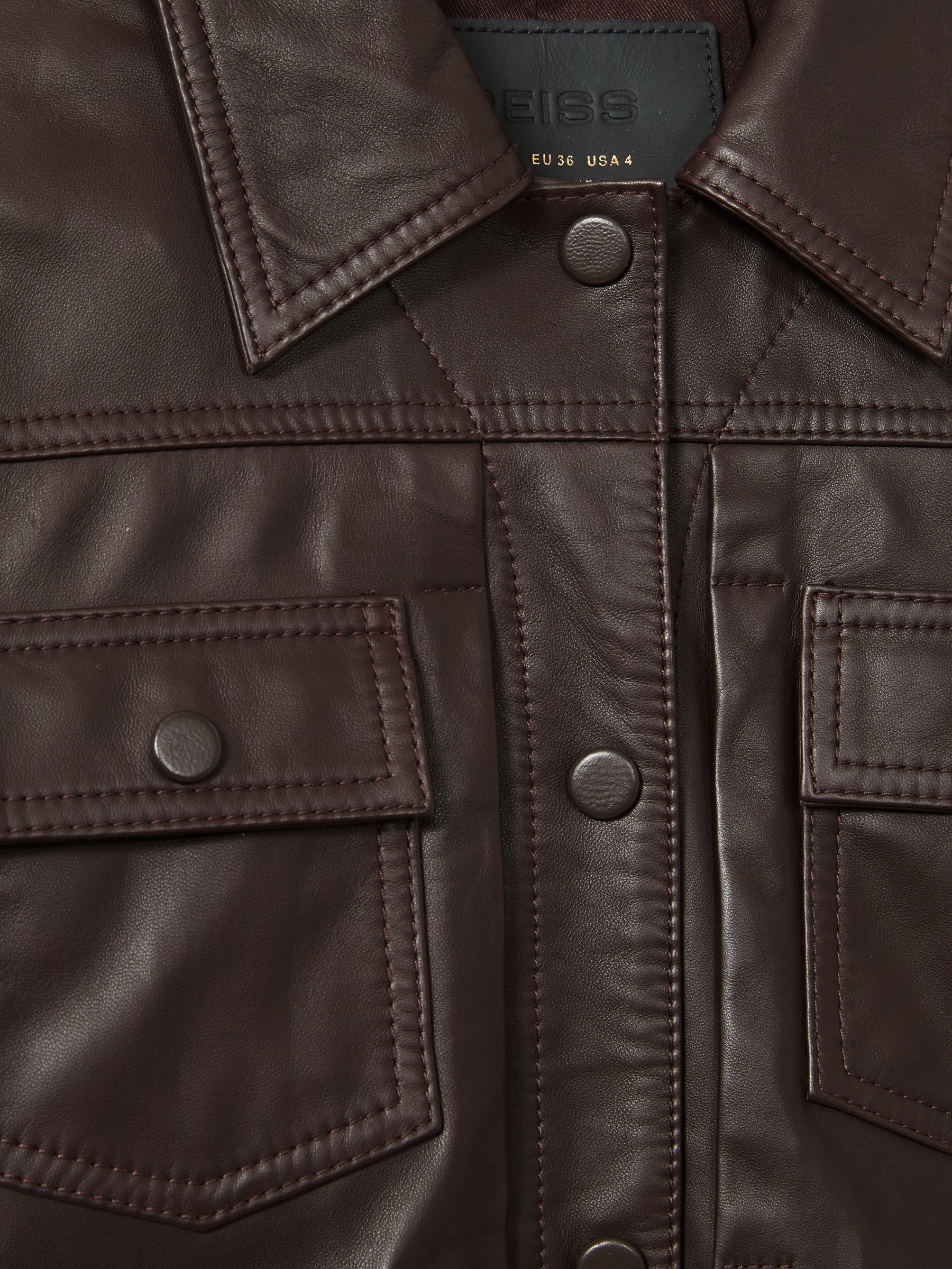 Leather Trucker Jacket in Burgundy