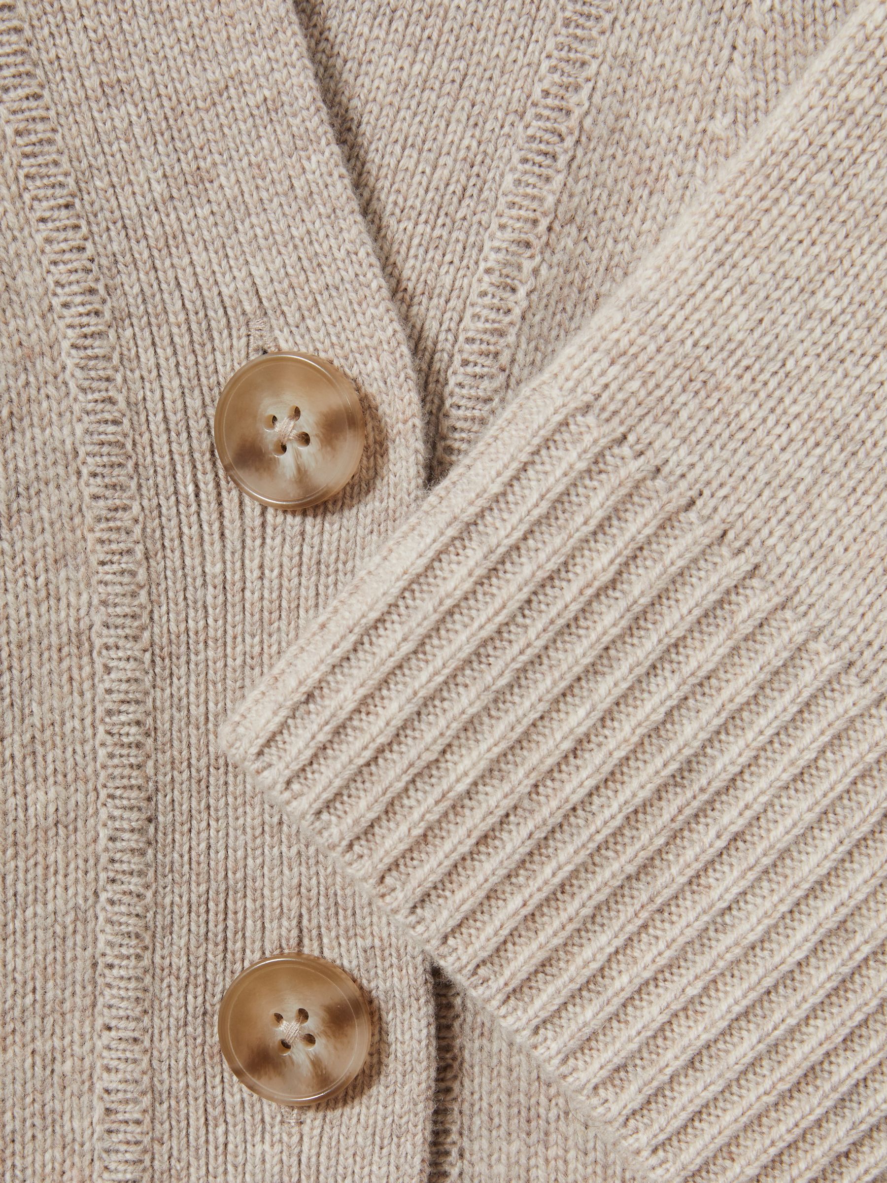 Wool-Cashmere Cropped Cardigan in Oatmeal