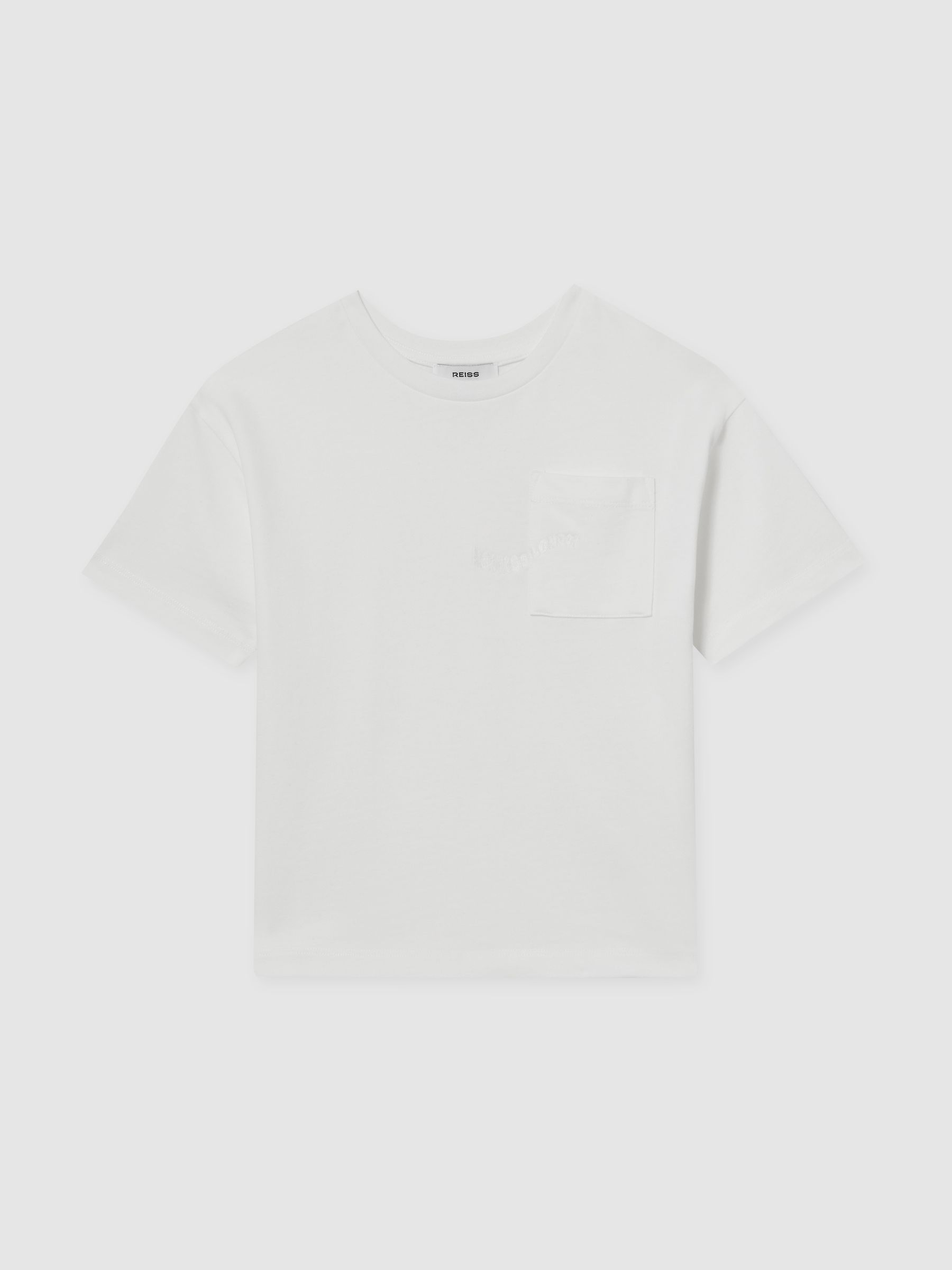 13-14 yrs Cotton Palm-Embroidery Oversize T-Shirt in Off White