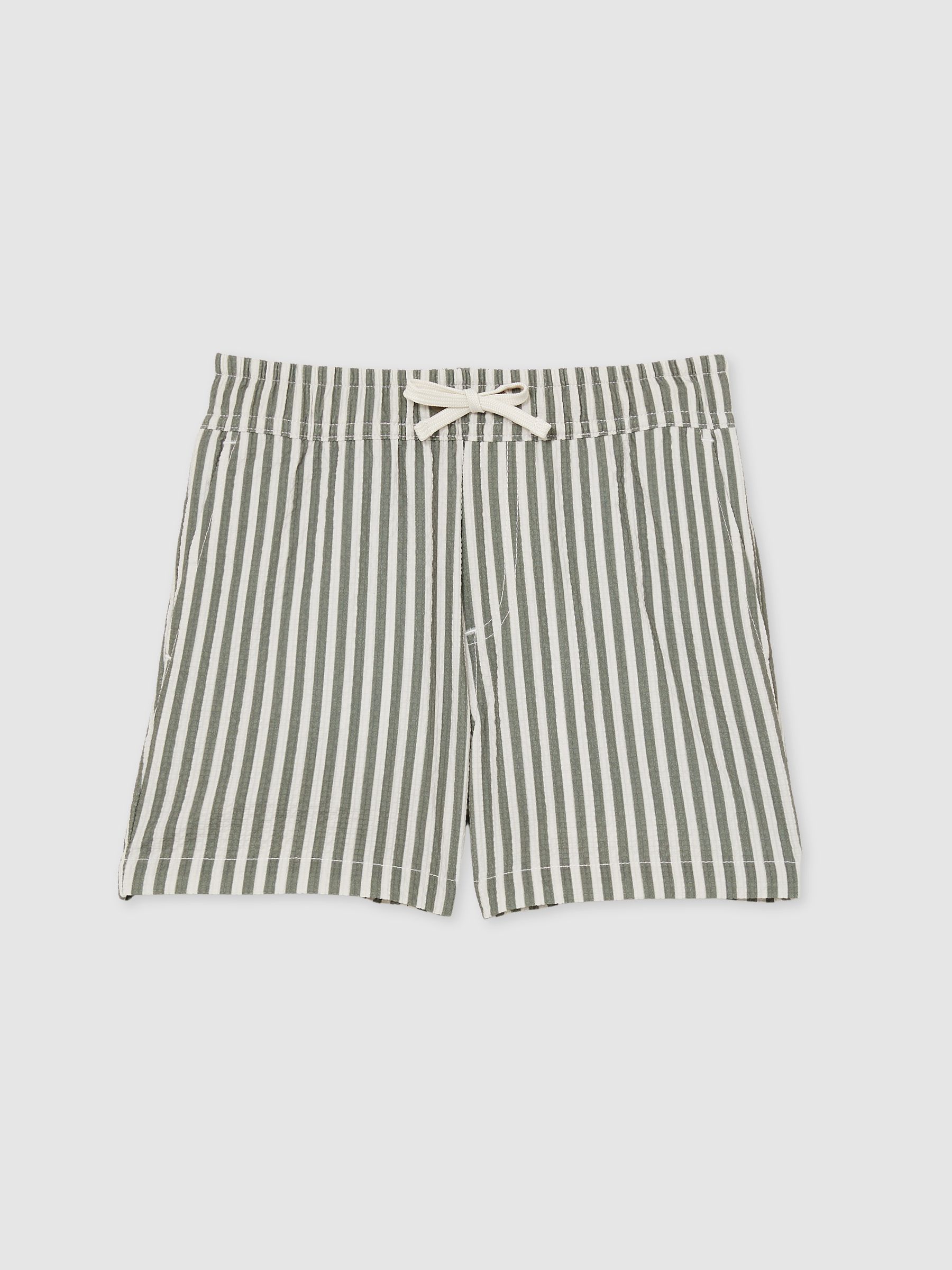 3-9 yrs Seersucker Striped Swim Shorts in Sage/White