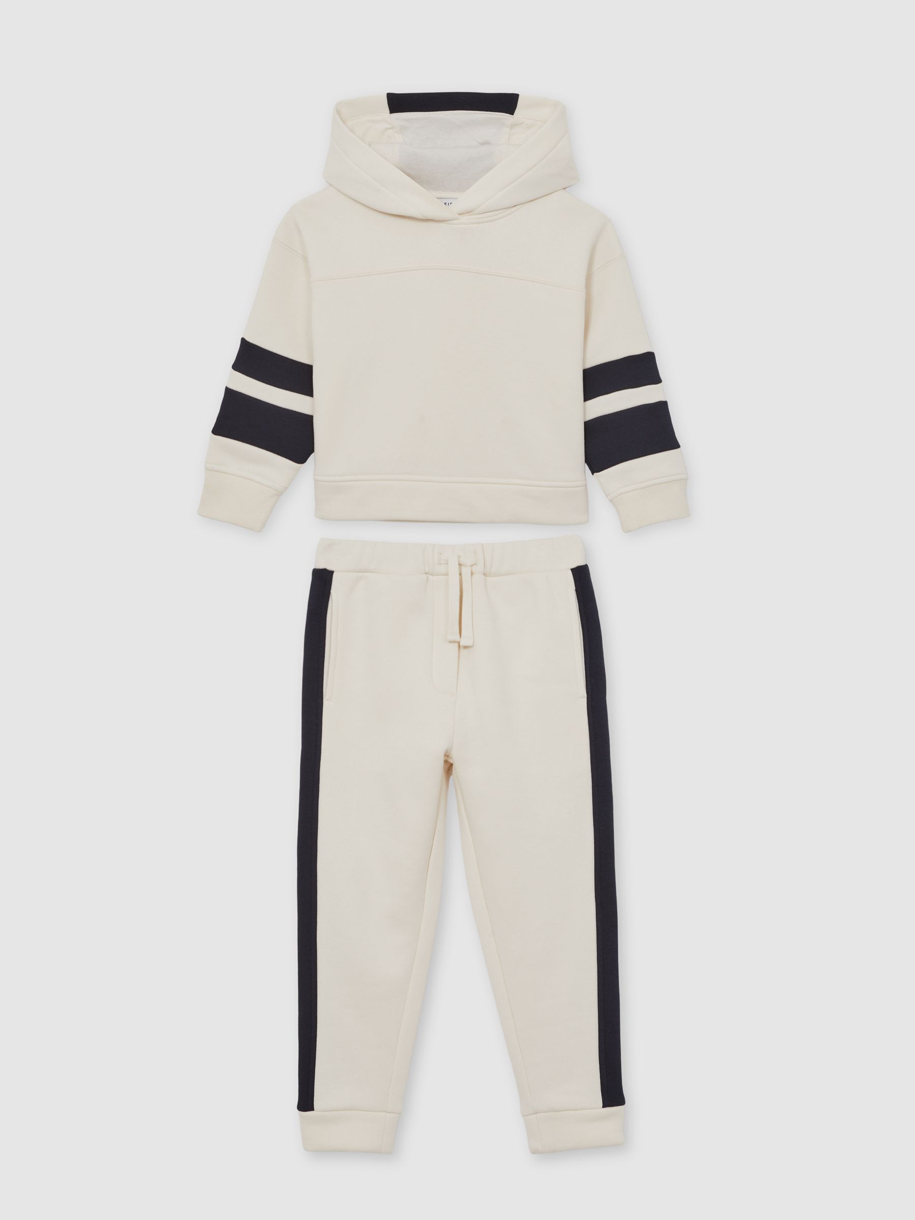 13-14 yrs Cotton-Blend Joggers and Hoodie Set in Ecru