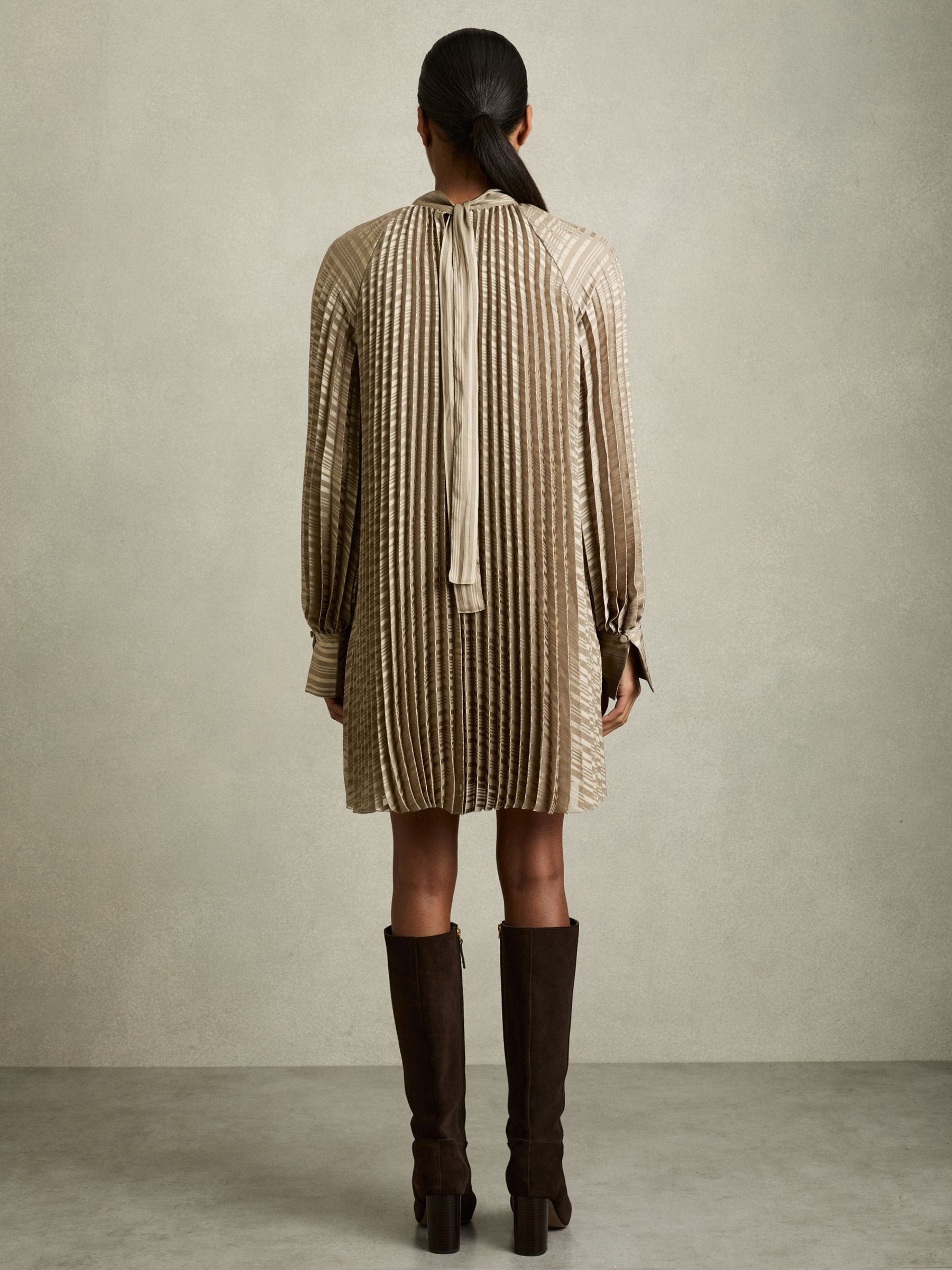 Pleated Belted Mini Dress in Sage