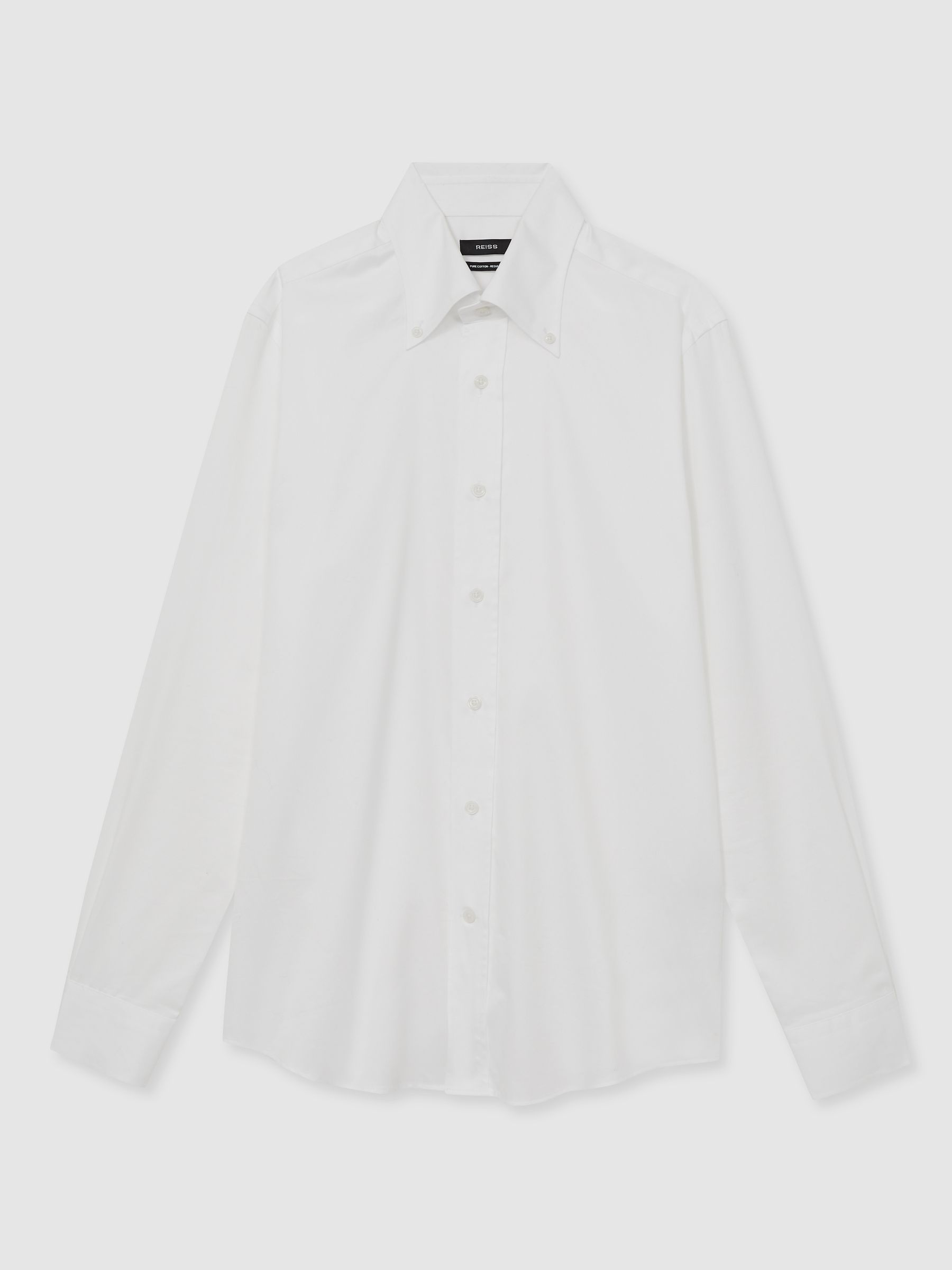 Regular-Fit Cotton Button-Down Shirt in White