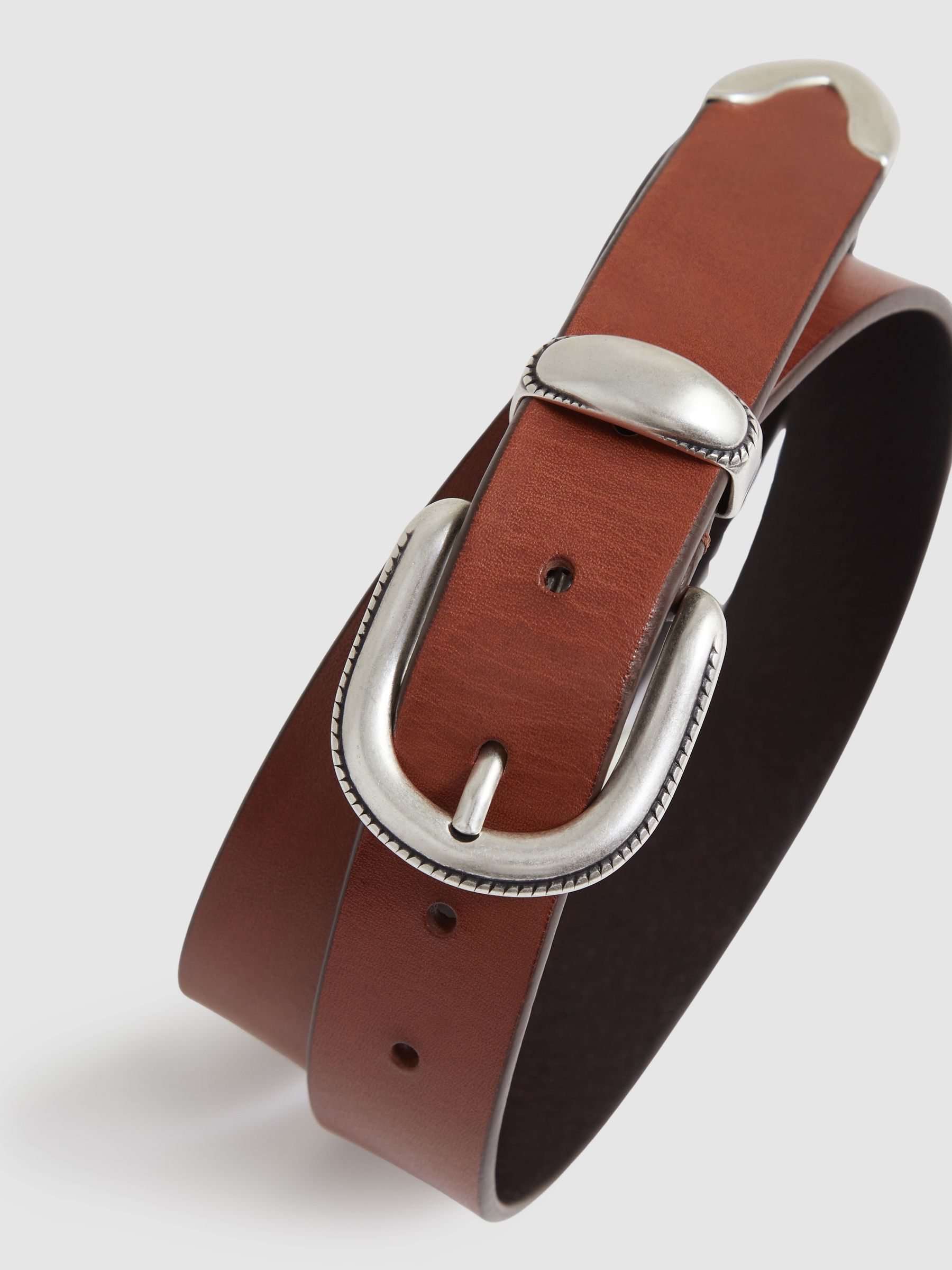 Leather Western Belt in Tan Brown