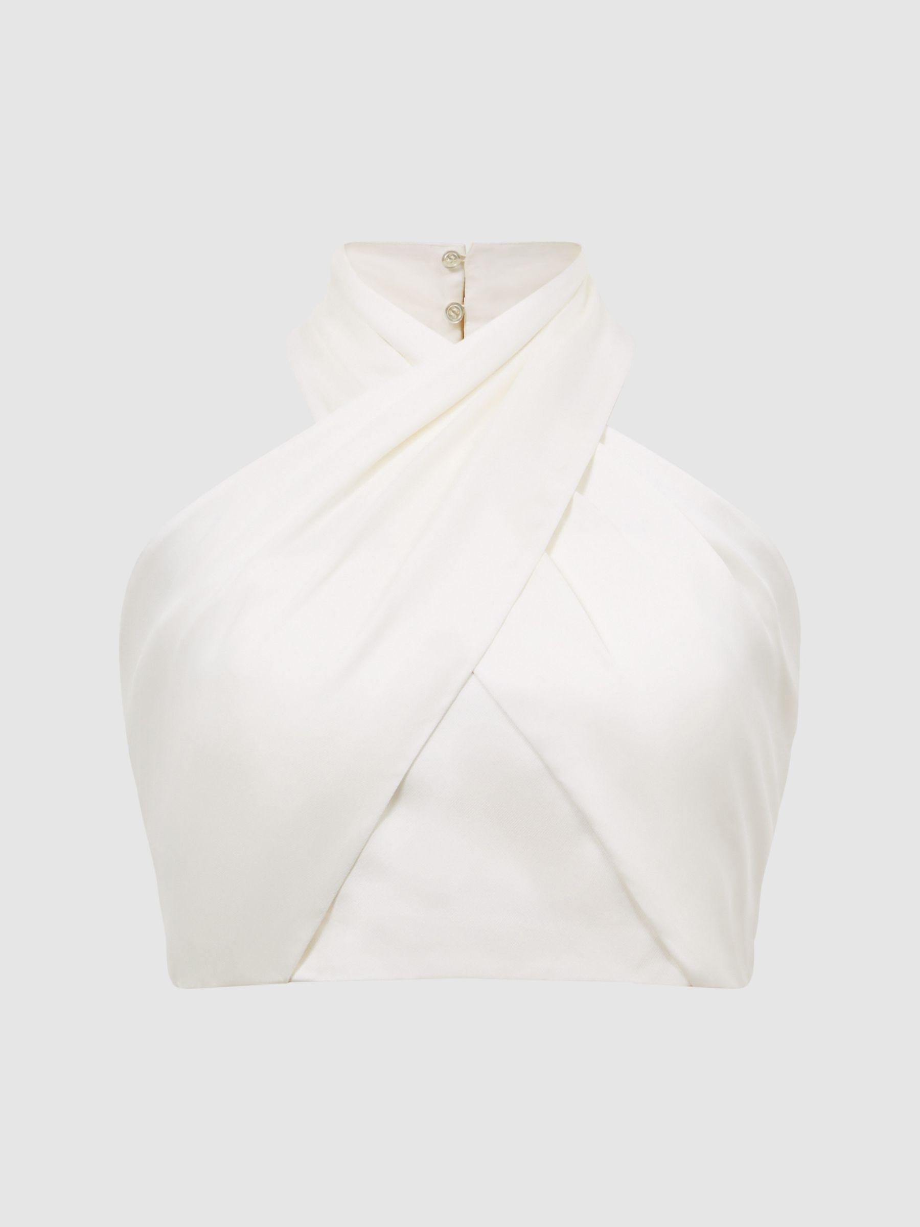 Cropped Halter Occasion Top in White