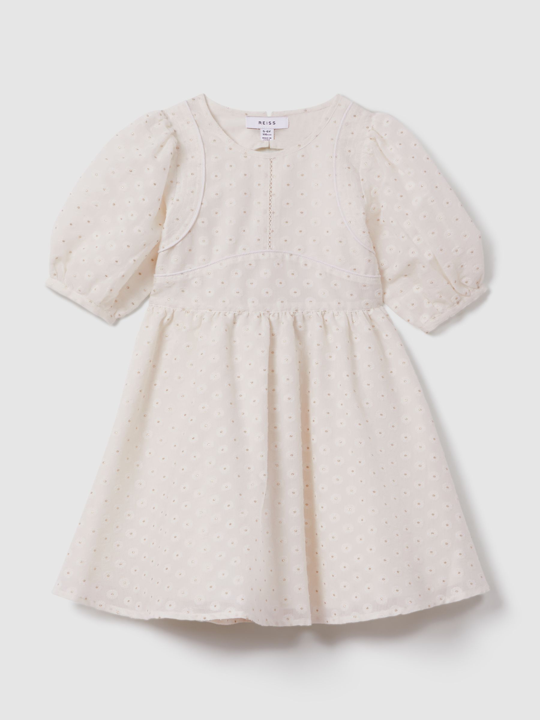 9-13 yrs Metallic Polka Dot Dress in Ivory