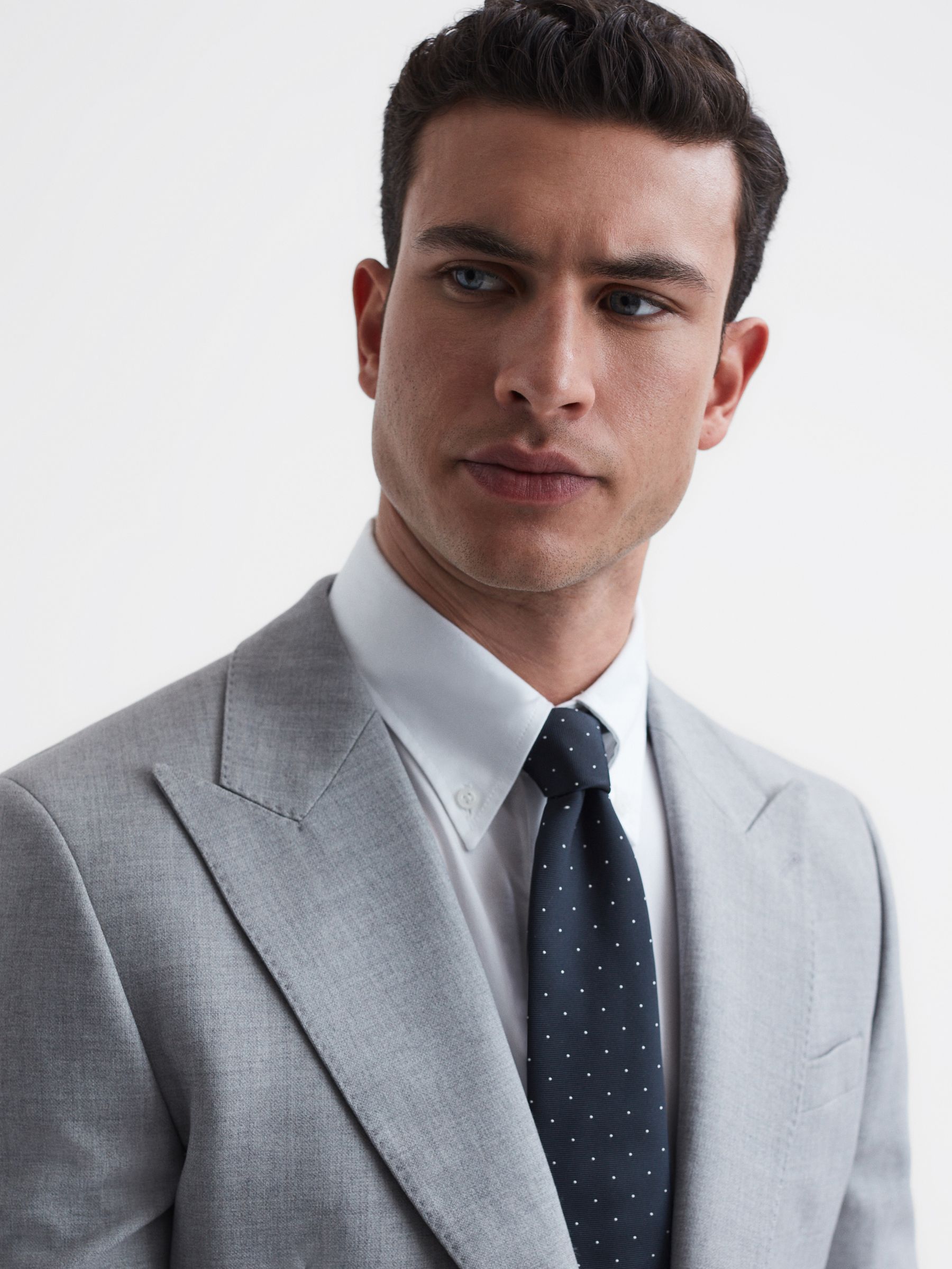 Polka Dot Silk Tie in Navy