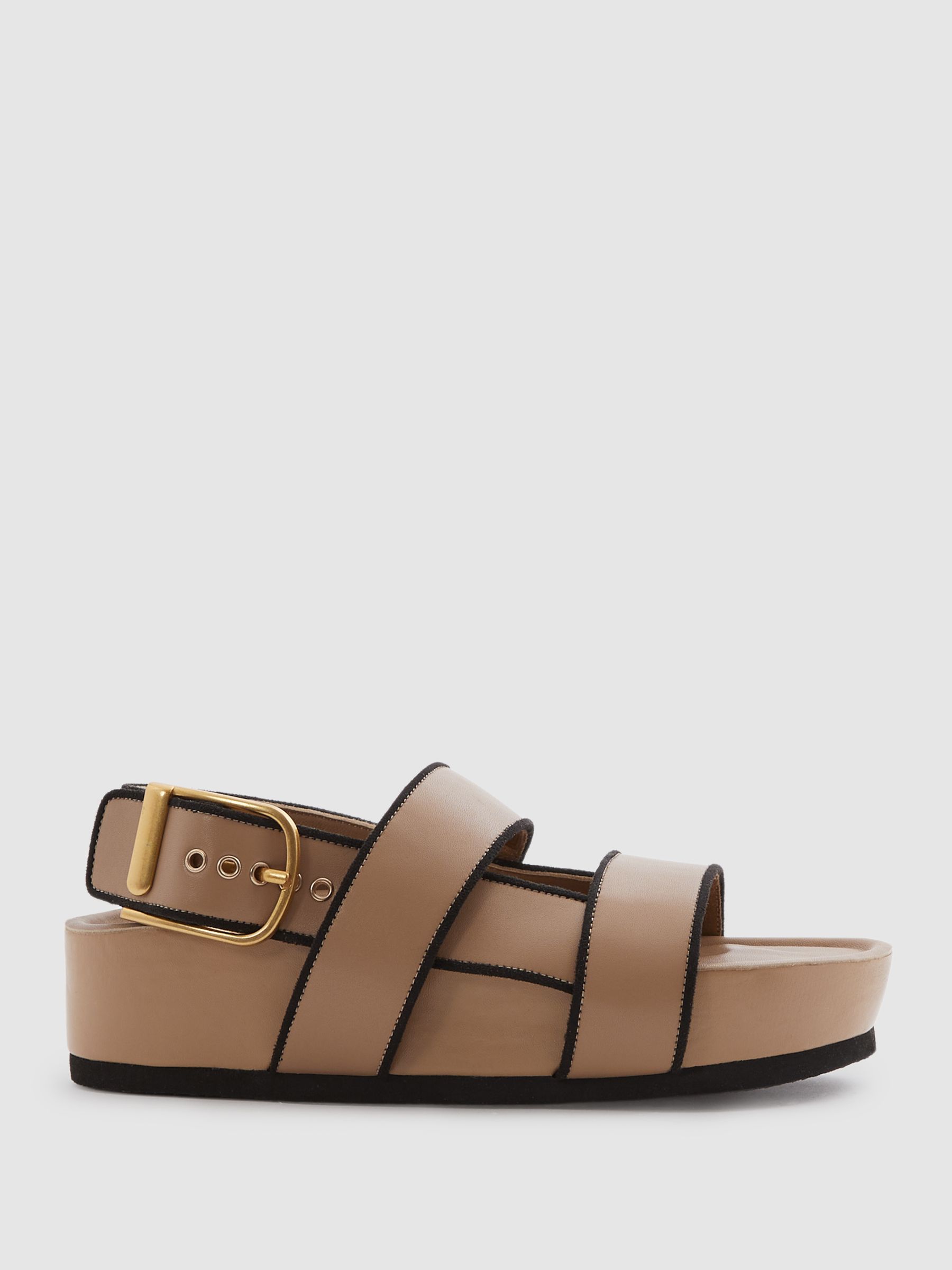 Strappy Chunky Leather Sandals in Tan