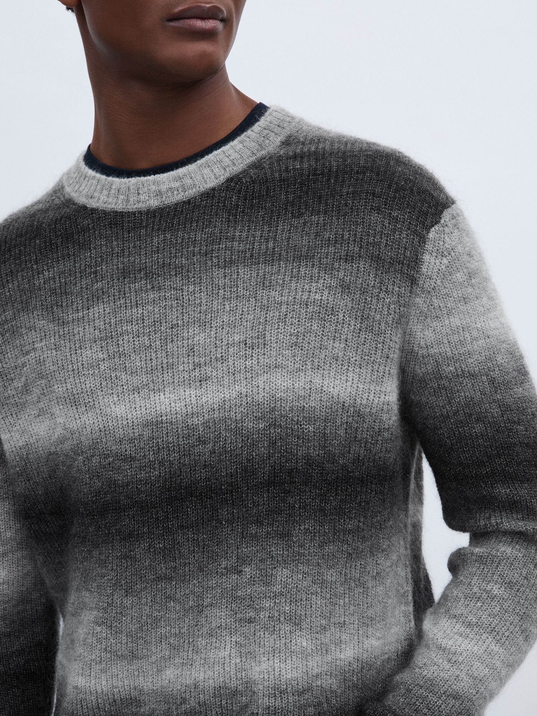 Paige Ombré-Striped Jumper With Mohair in Contrast Stripe Grey