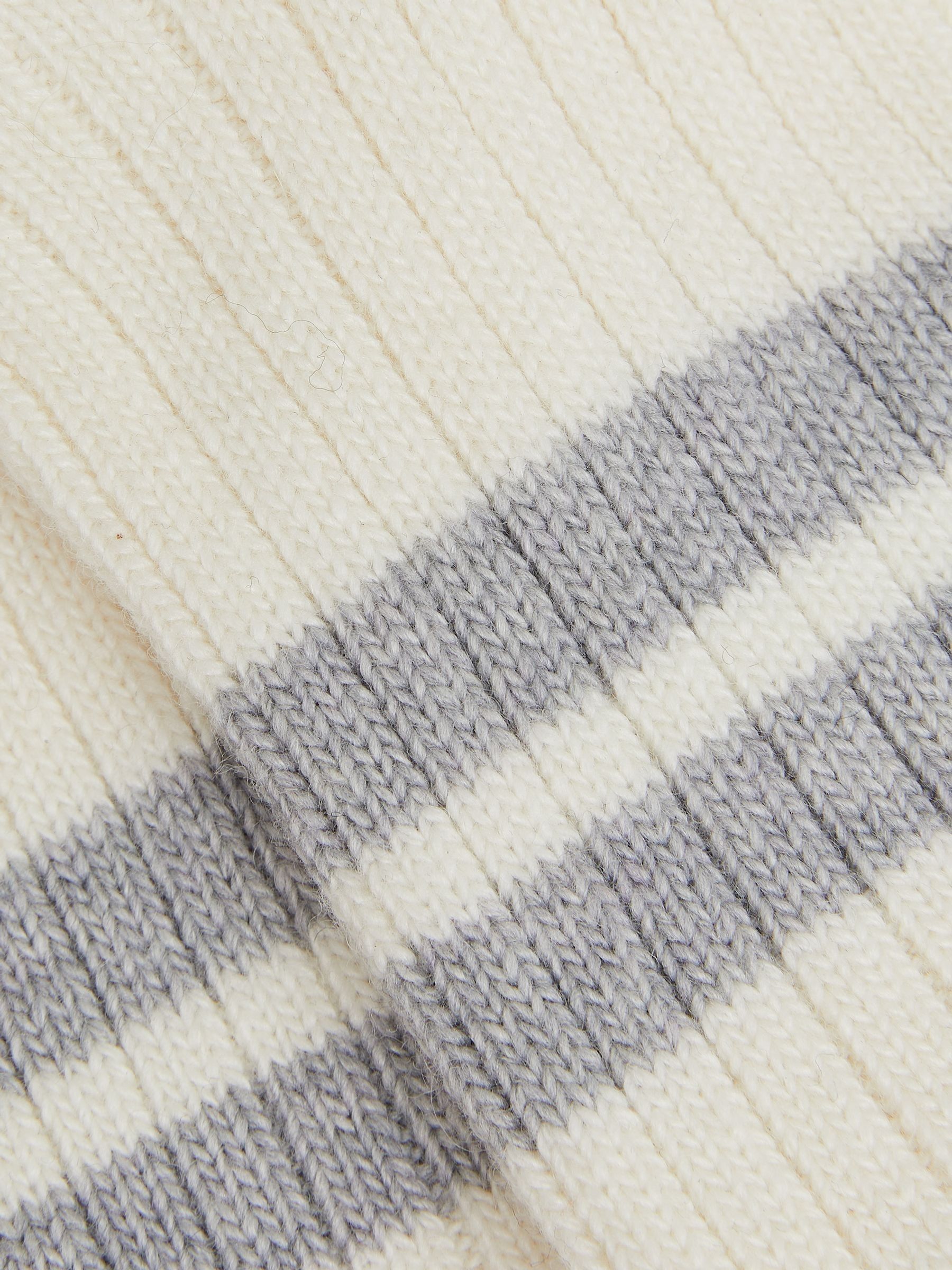 Wool Blend Ribbed Crew Socks in Ivory