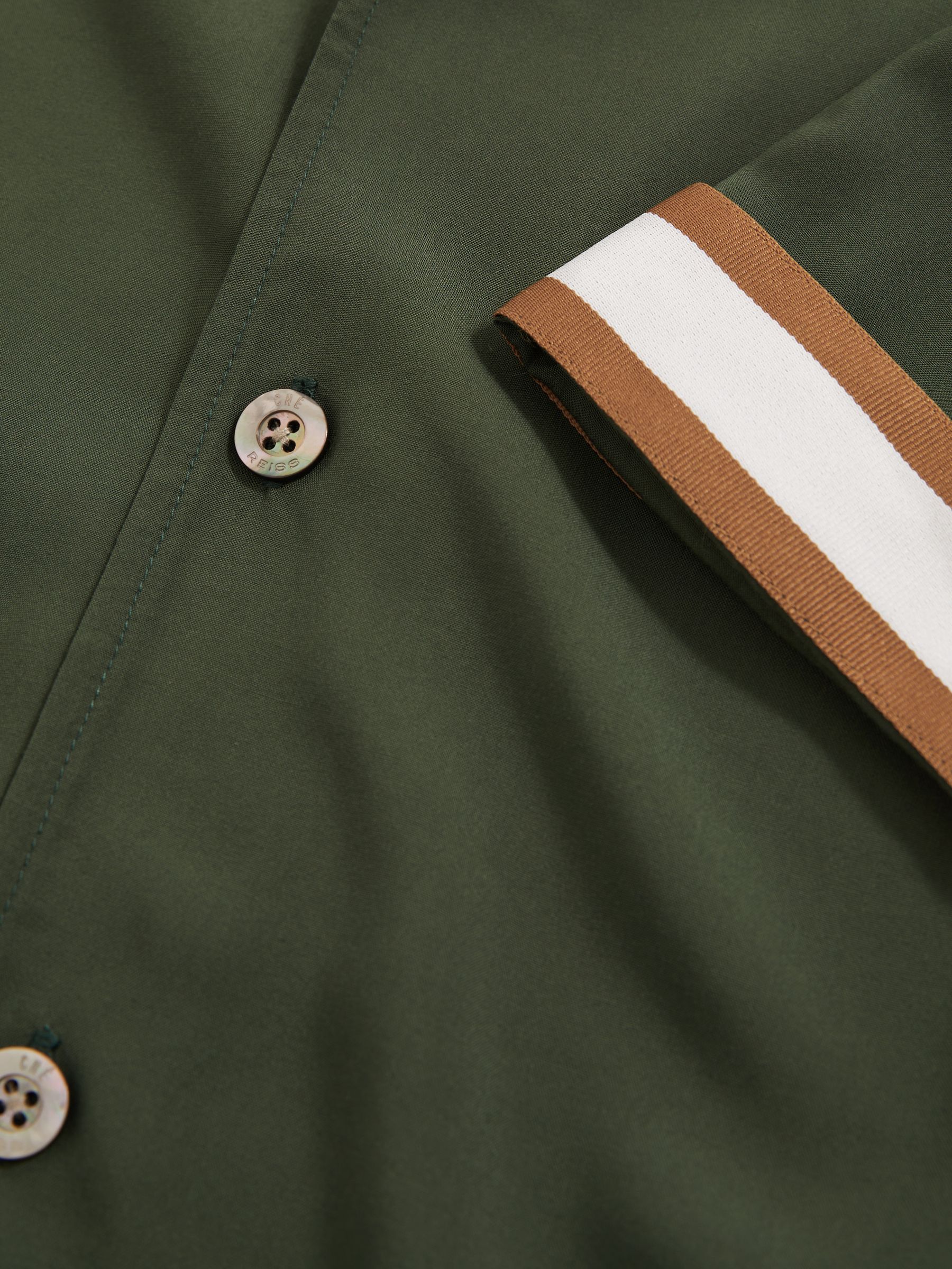 Reiss | Ché Stripe-Cuff Shirt in Pine Green