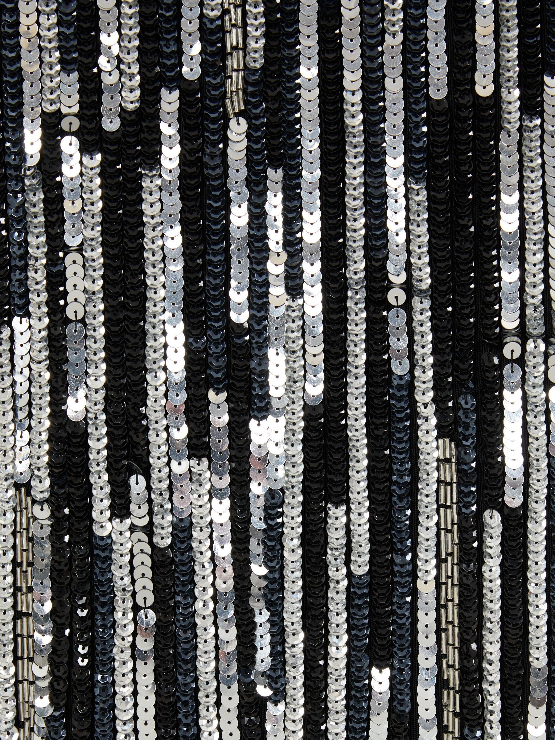 ILTA Sequinned and Beaded Halter-Neck Dress in Black/Silver