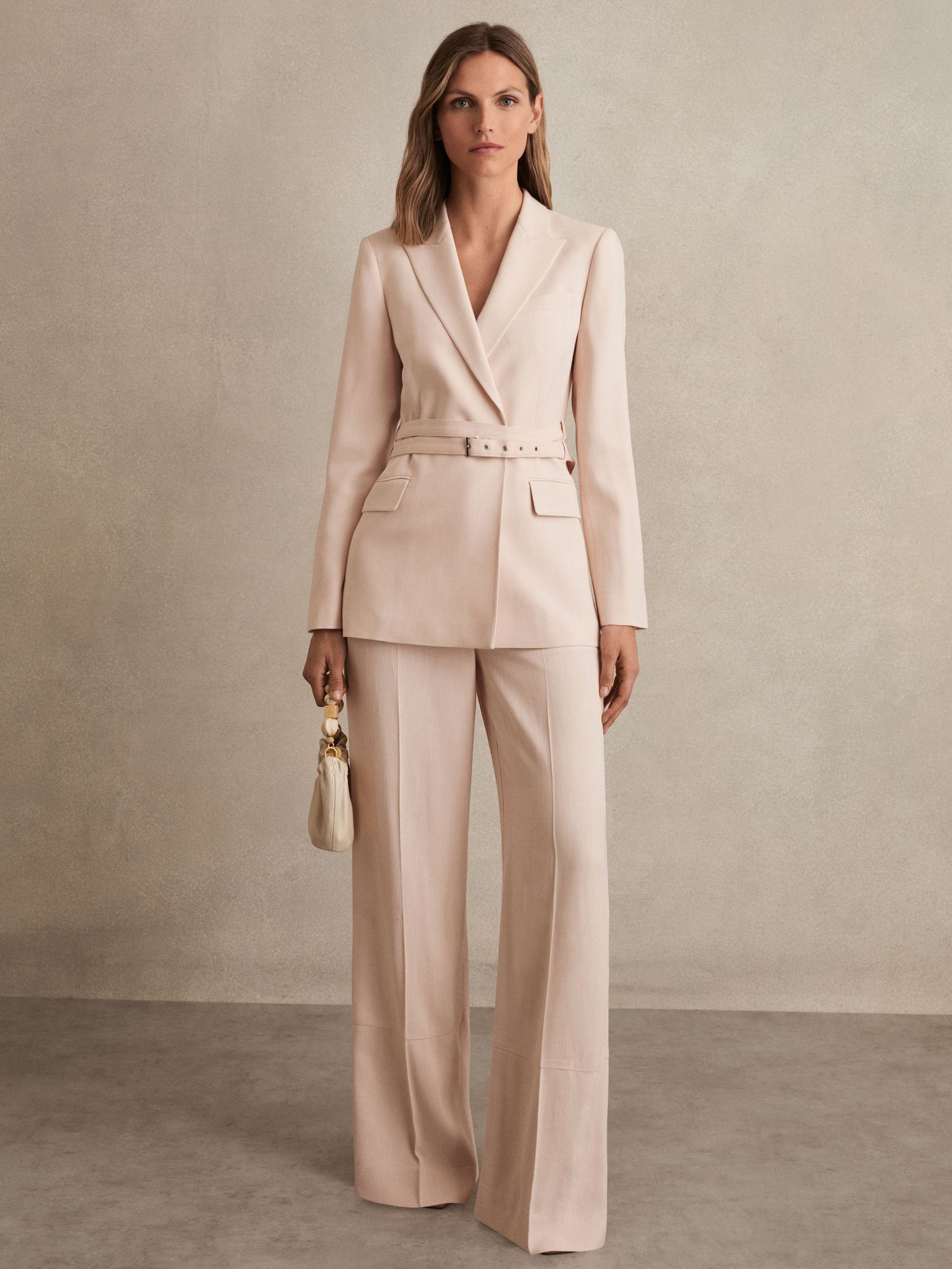 Wide-Leg Suit Trousers in Pink