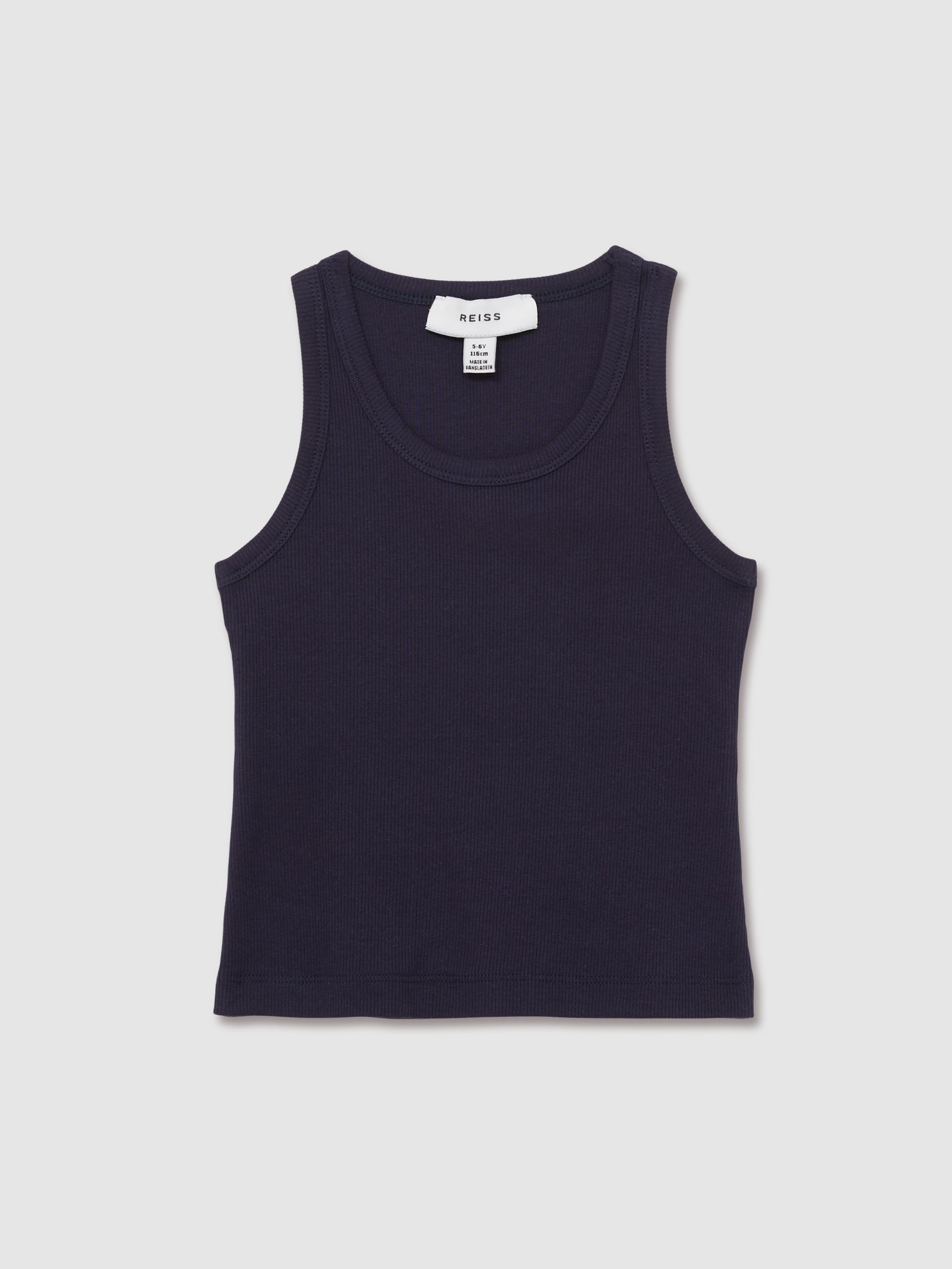4-9 yrs Cotton Blend Ribbed Vest in Navy