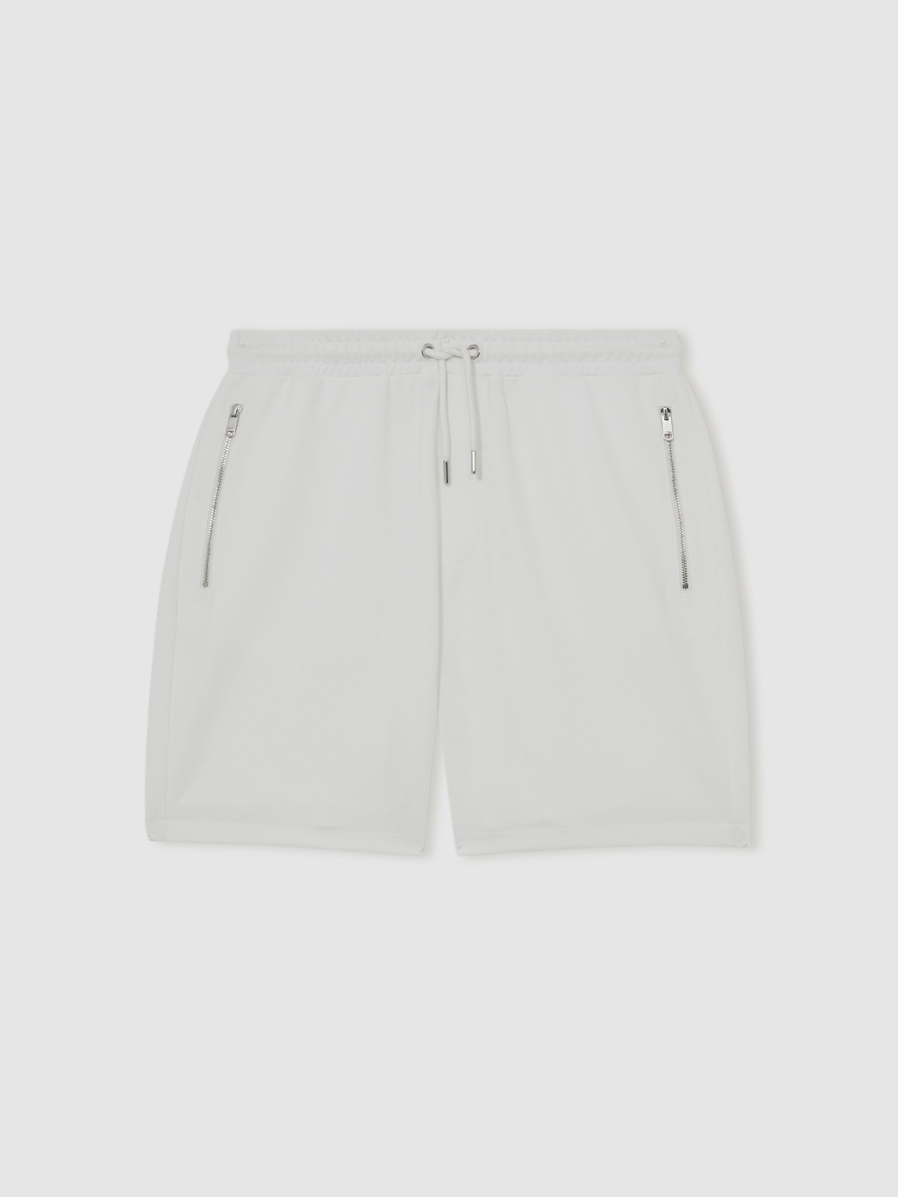 Textured Drawstring Shorts in White
