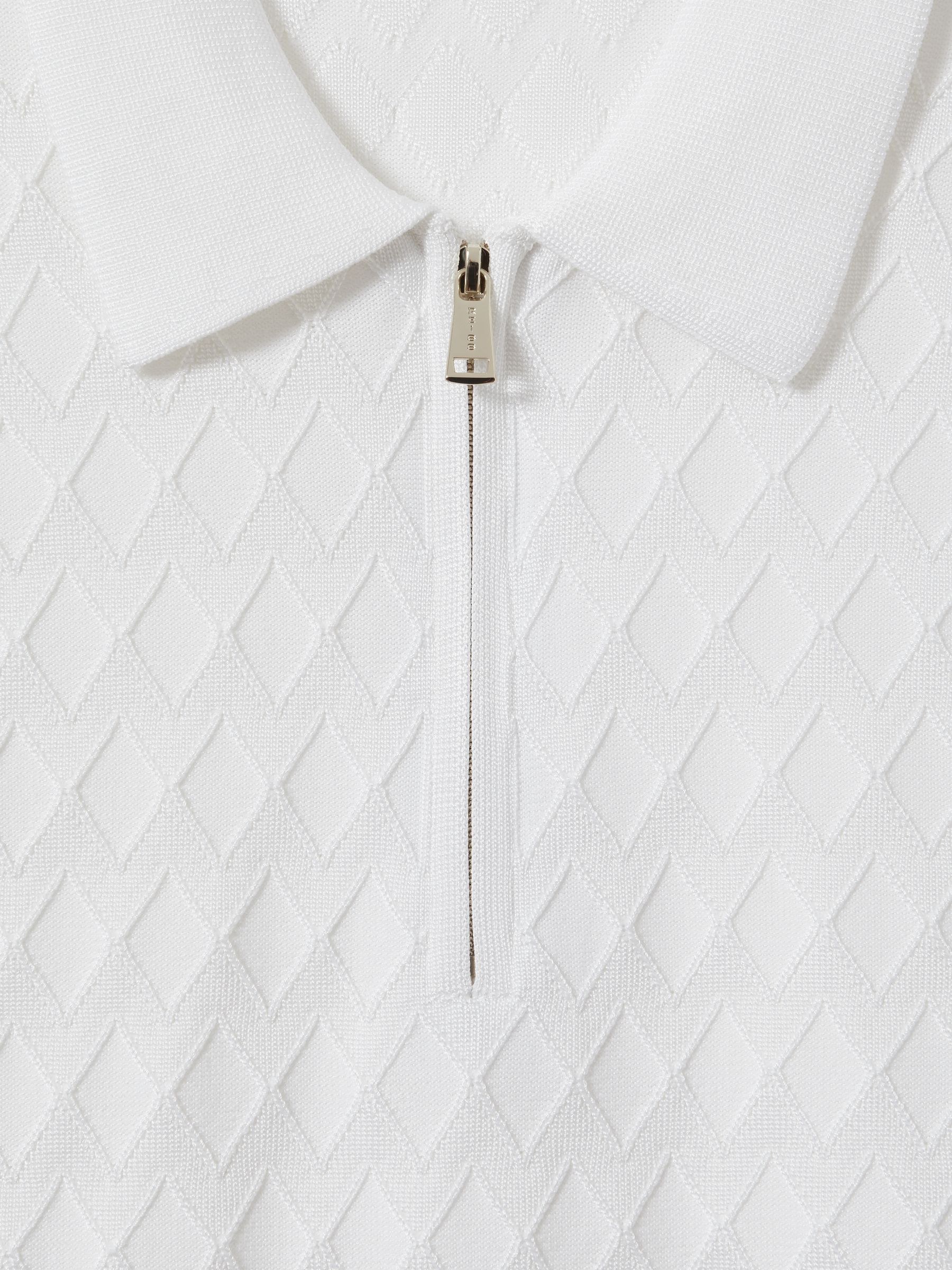 Half Zip Knitted Polo Shirt in White