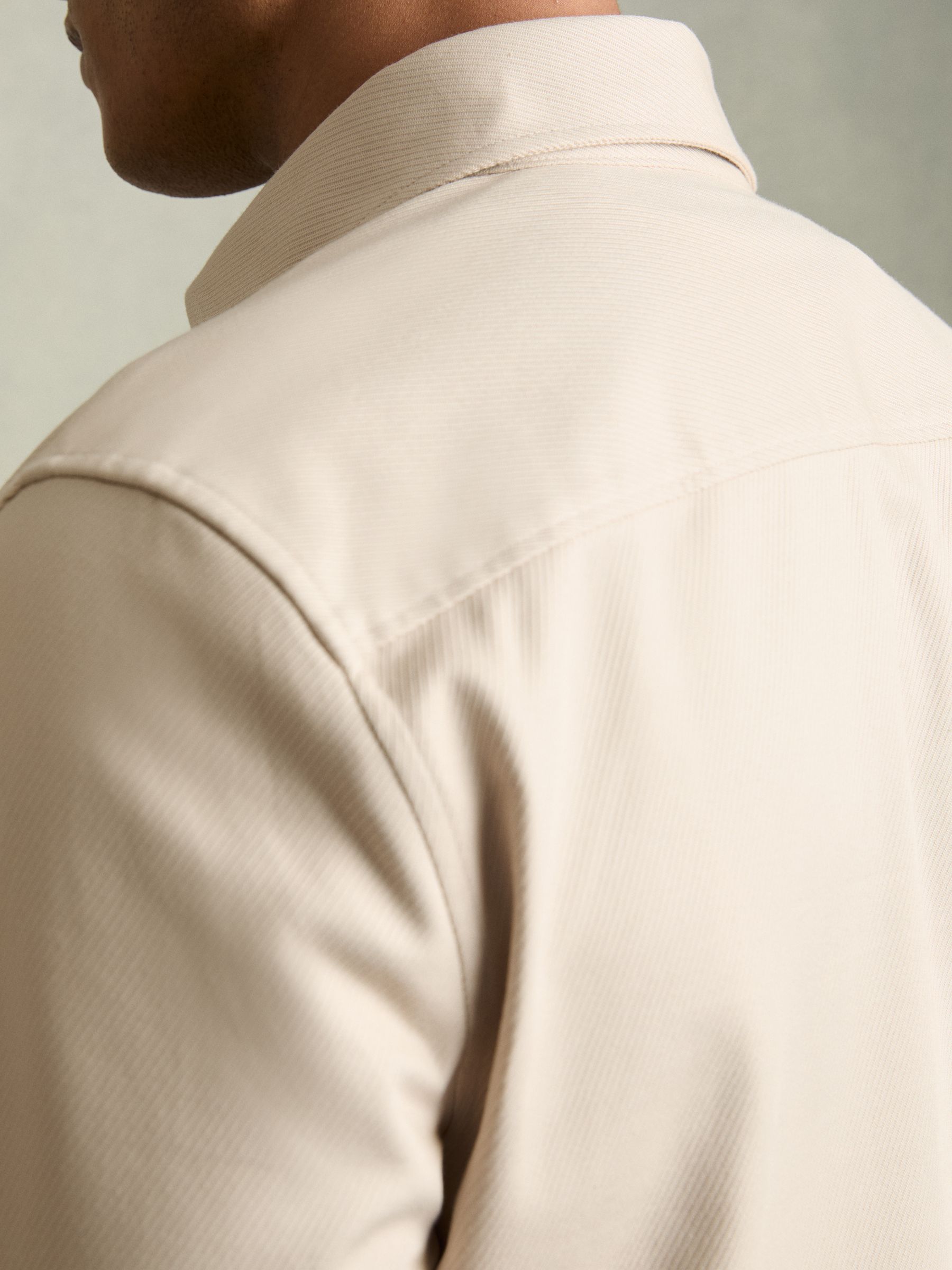 Stretch-Cotton Twill Twin-Pocket Overshirt in Stone