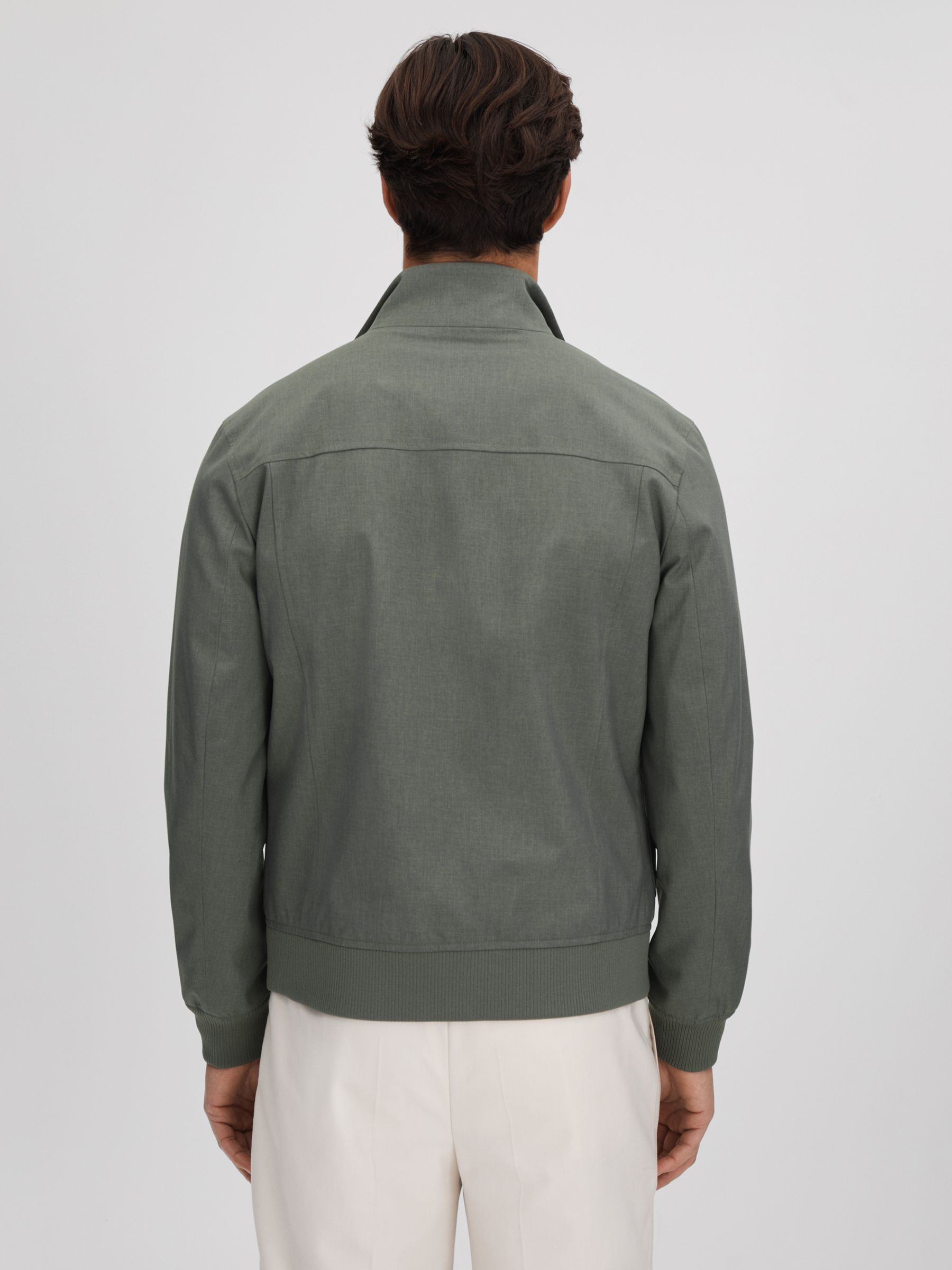 Funnel Neck Zip-Through Jacket in Green