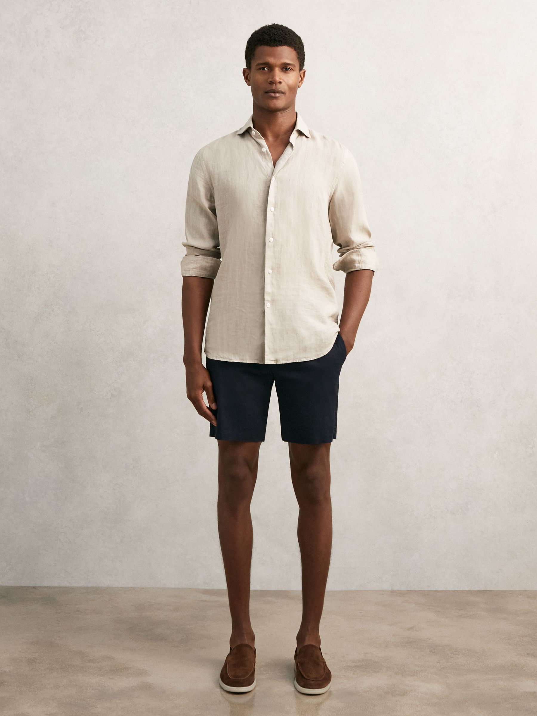 Short Length Casual Chino Shorts in Navy